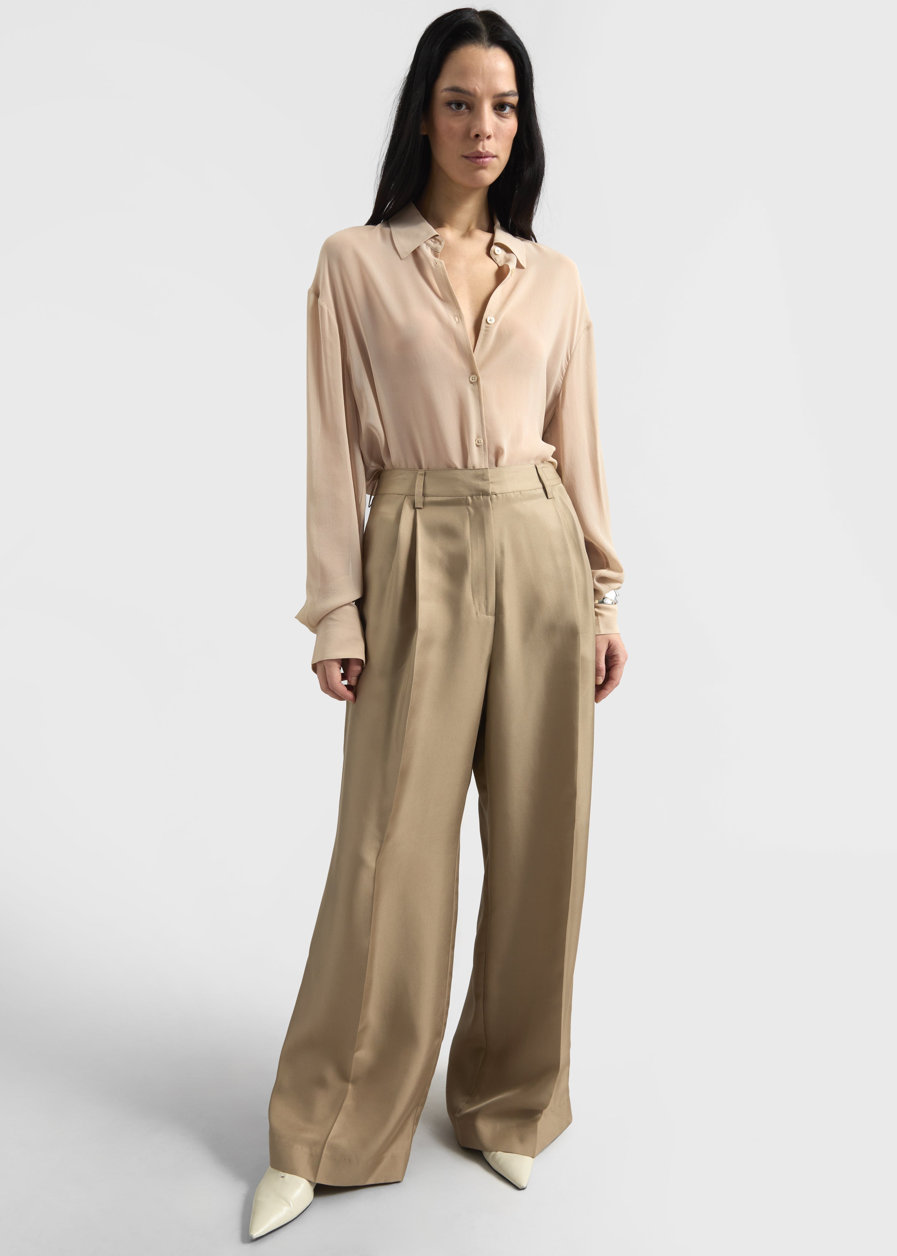 Peri Silk Georgette Shirt - Beige - 9