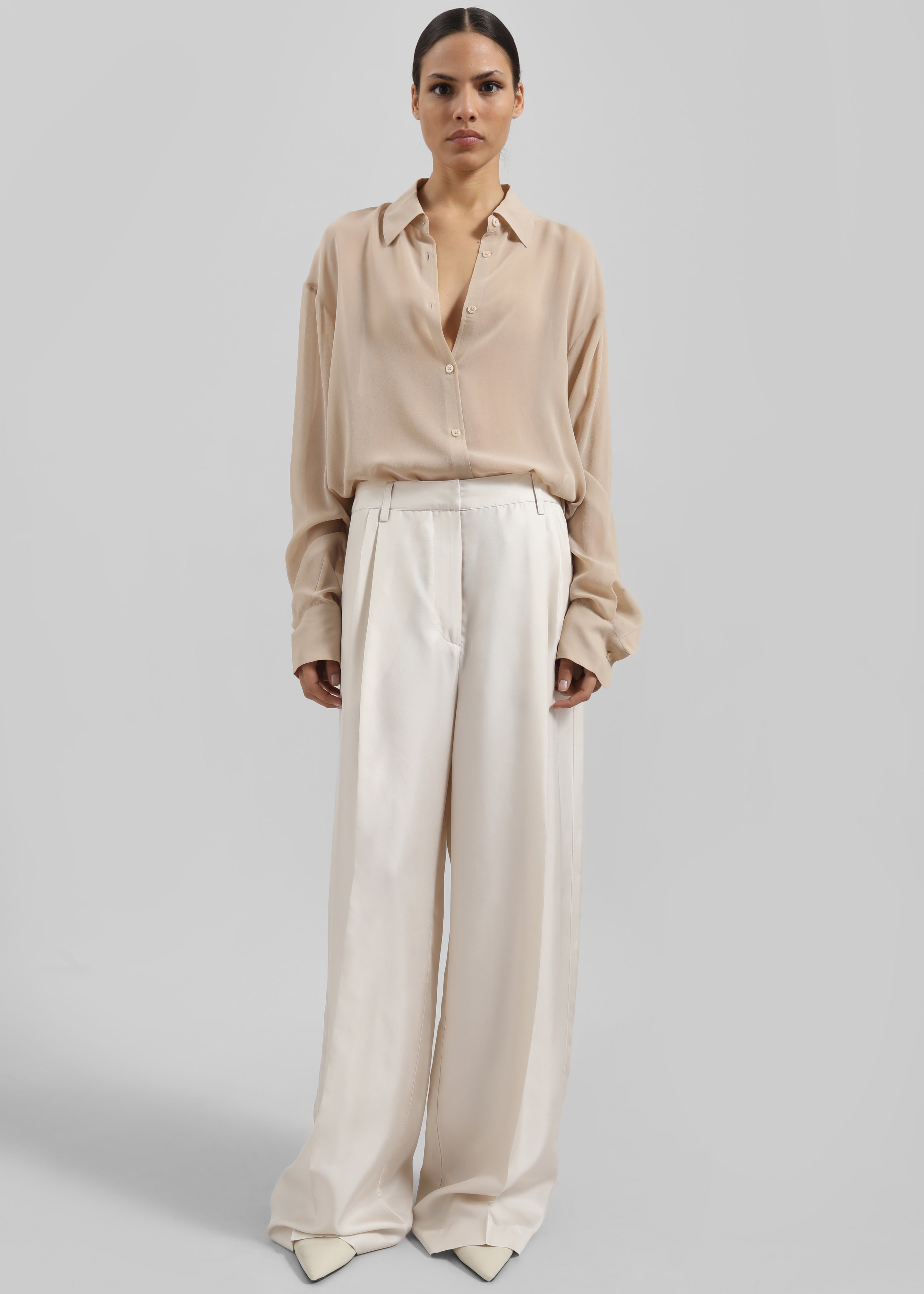 Peri Silk Georgette Shirt - Beige - 6