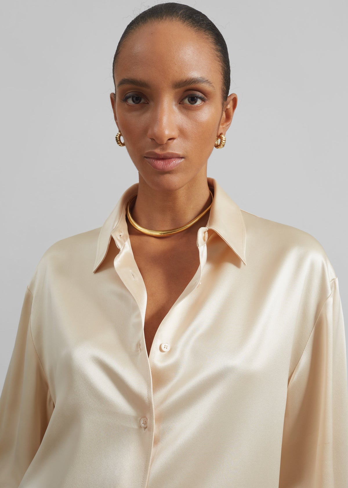 Peri Satin Shirt - Champagne - 2