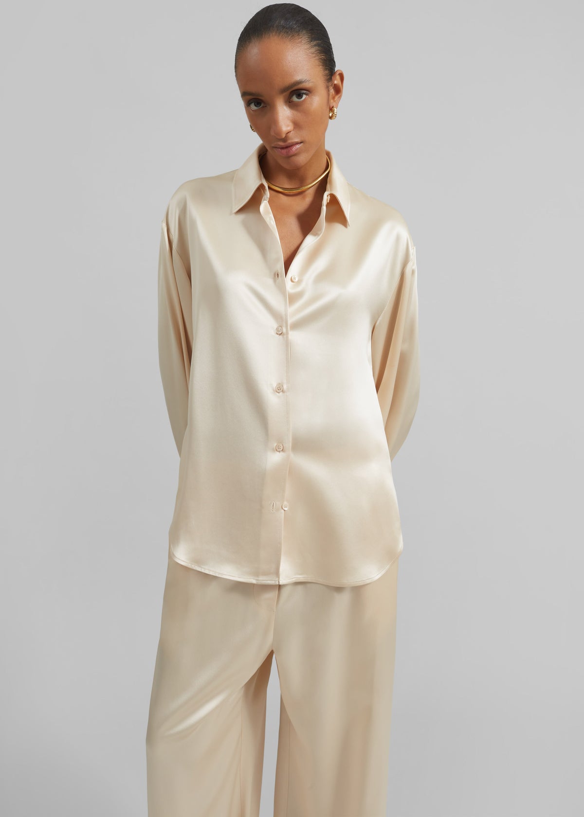 Peri Satin Shirt - Champagne - 1