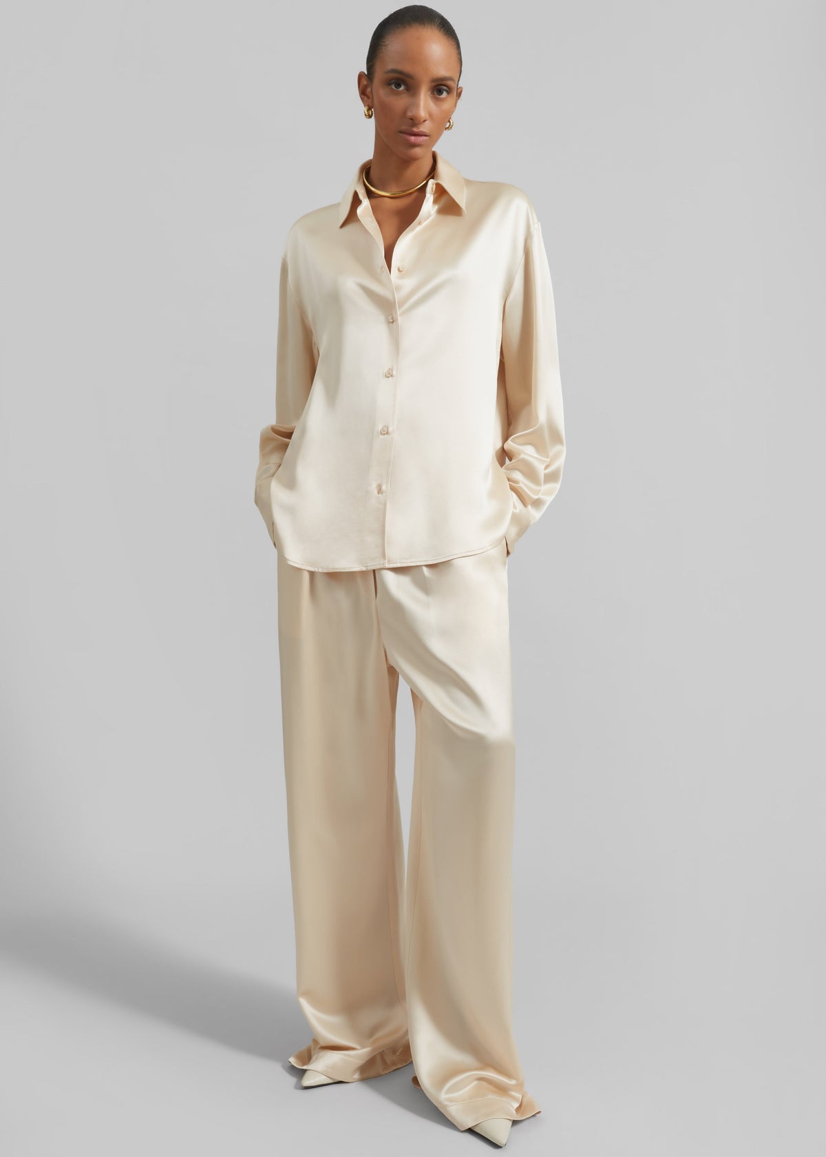 Peri Satin Shirt - Champagne - 3