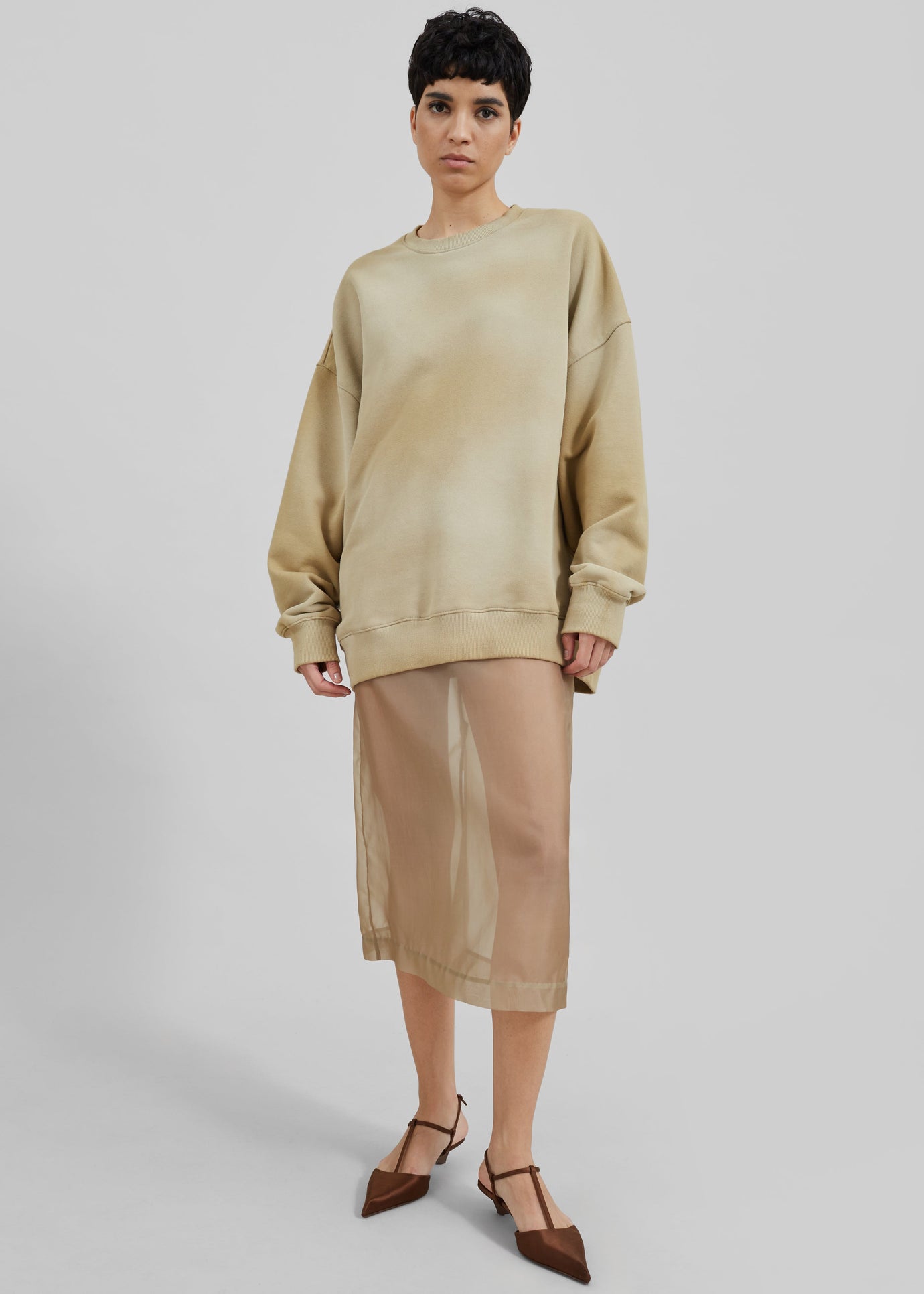 Peri Sheer Midi Skirt - Desert Sand