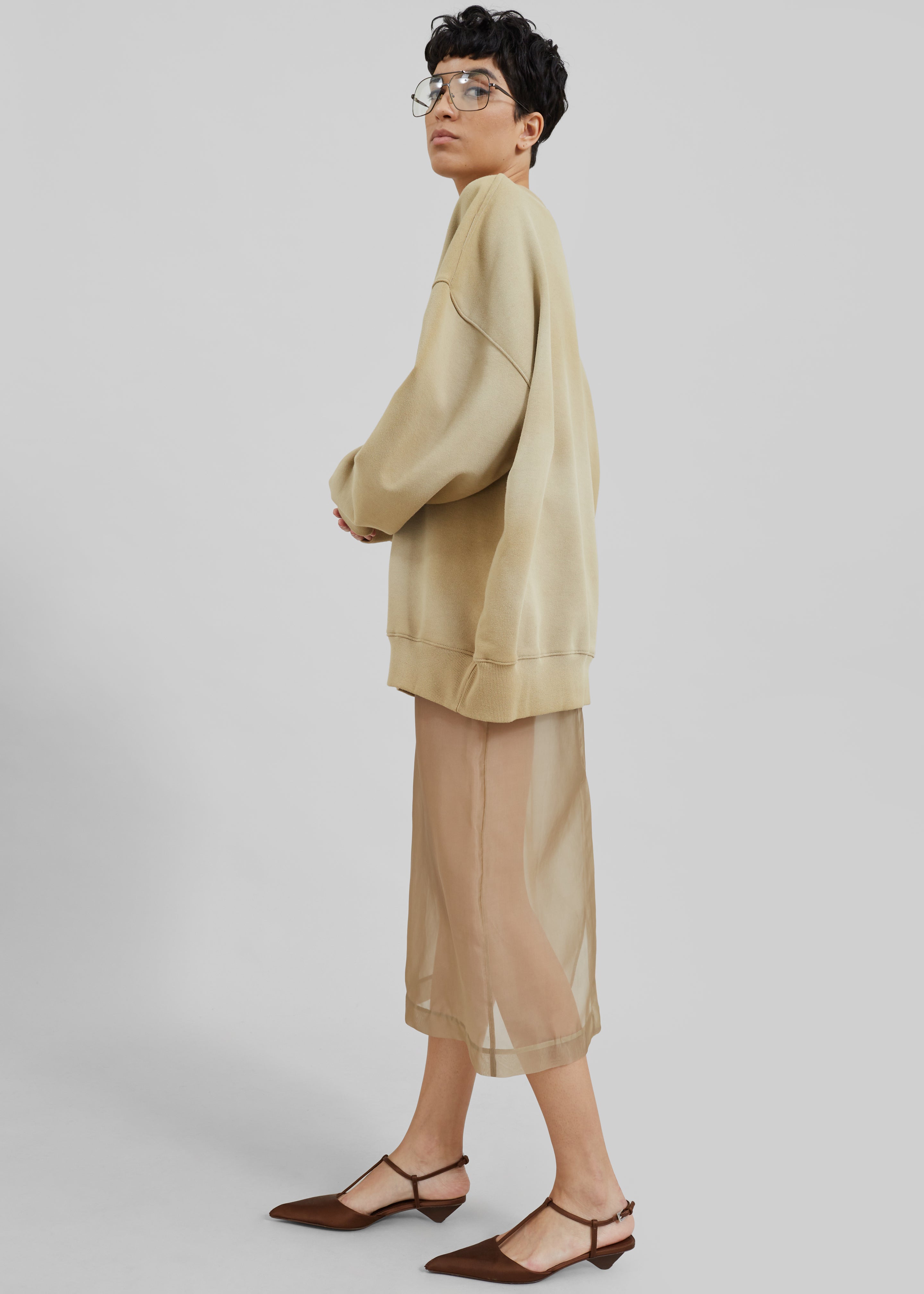 Peri Sheer Midi Skirt - Desert Sand - 10