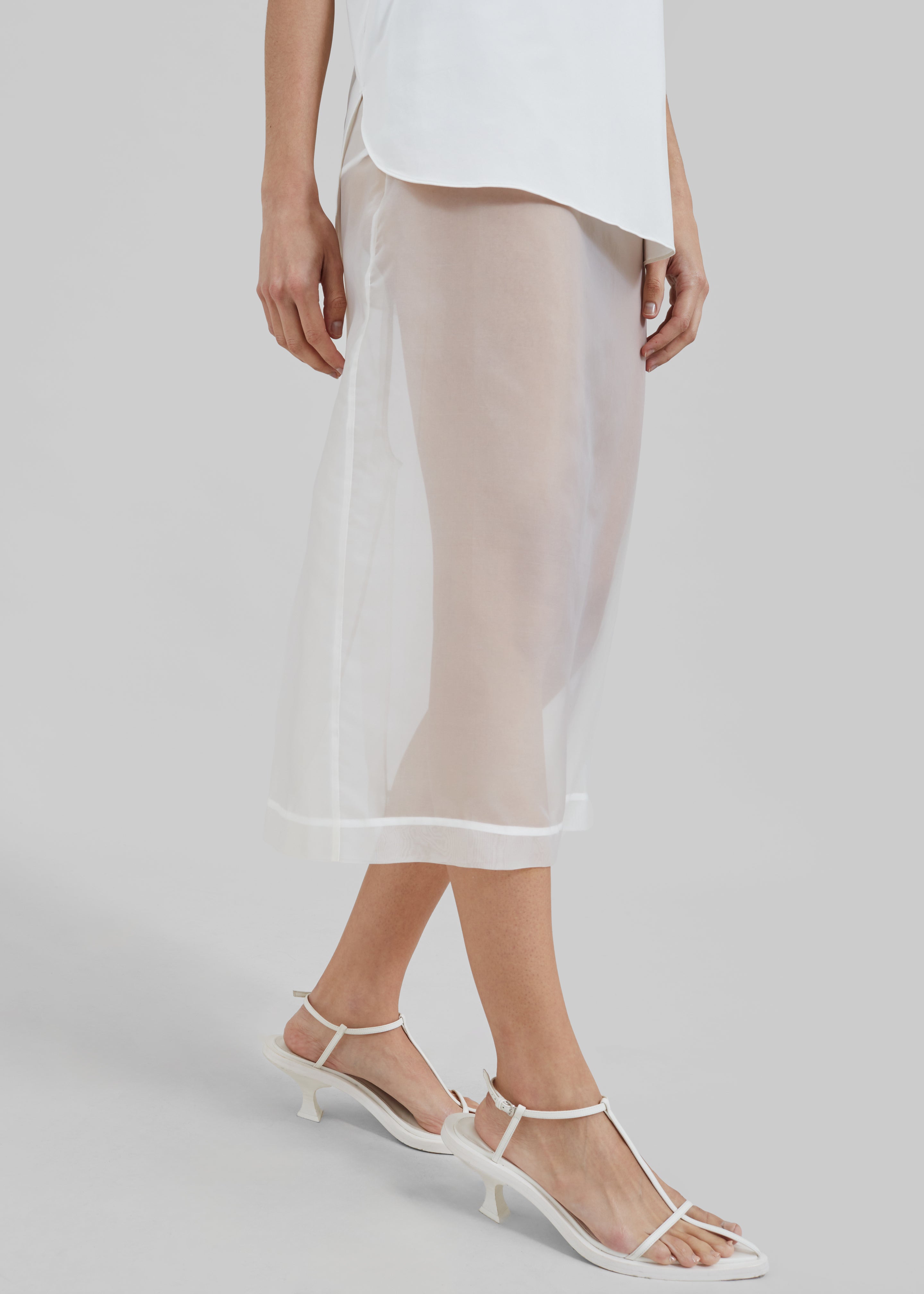 Peri Sheer Midi Skirt - White - 4