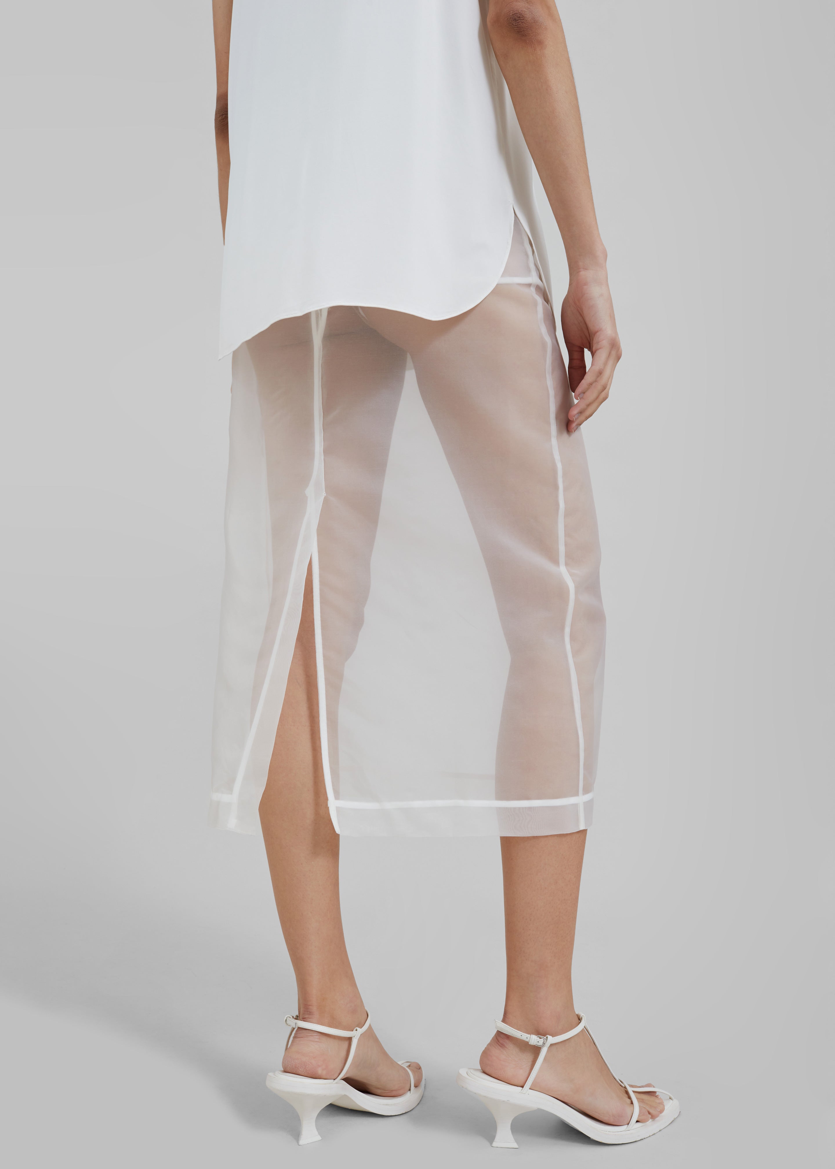 Peri Sheer Midi Skirt - White - 5