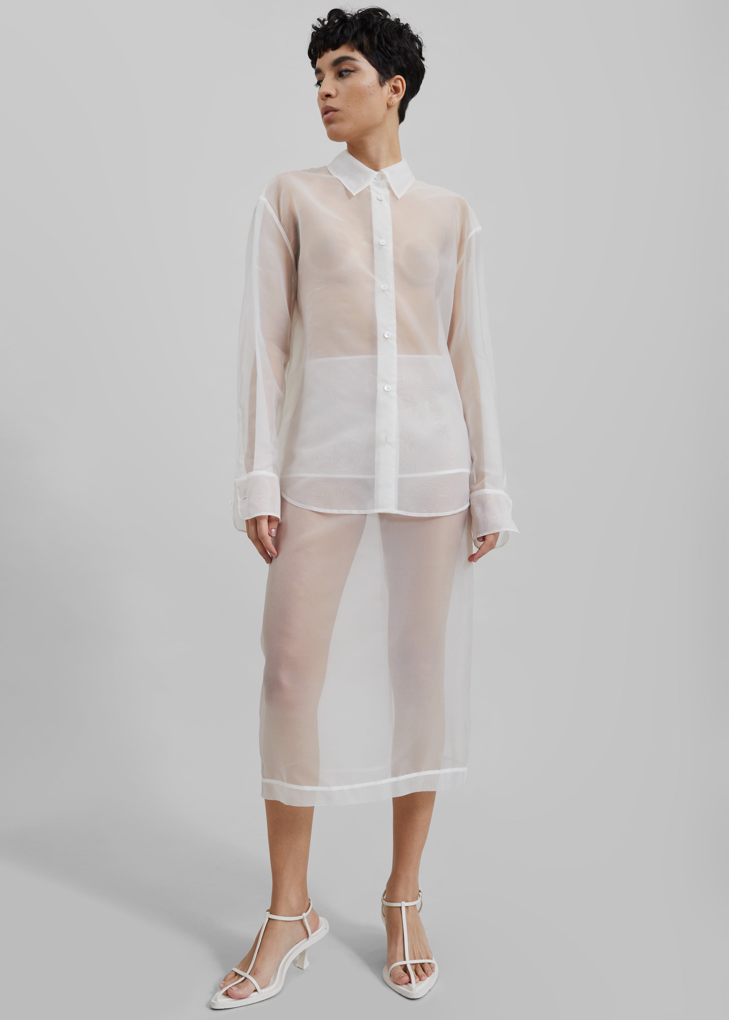 Peri Sheer Midi Skirt - White - 2