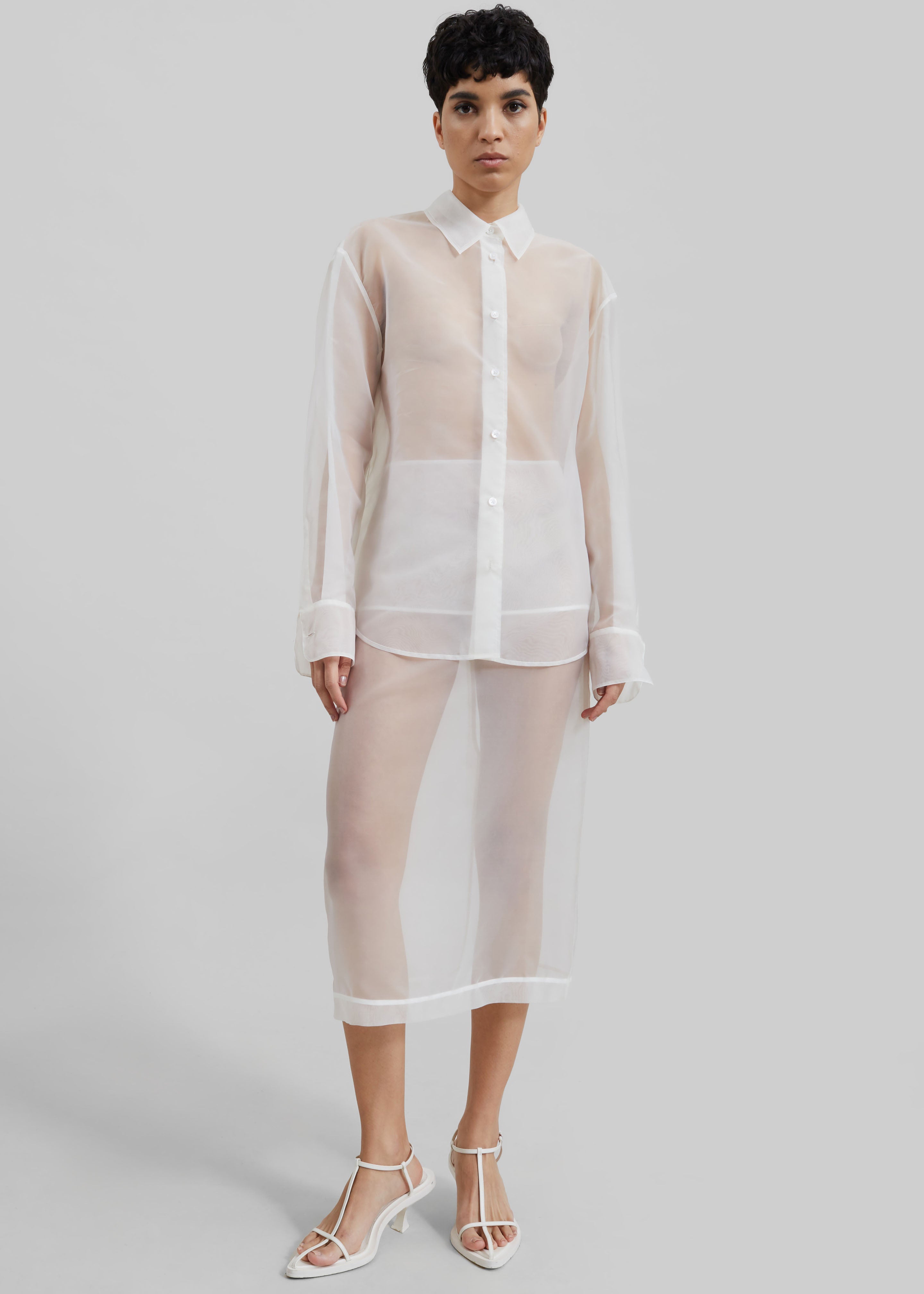 Peri Sheer Shirt - White - 1
