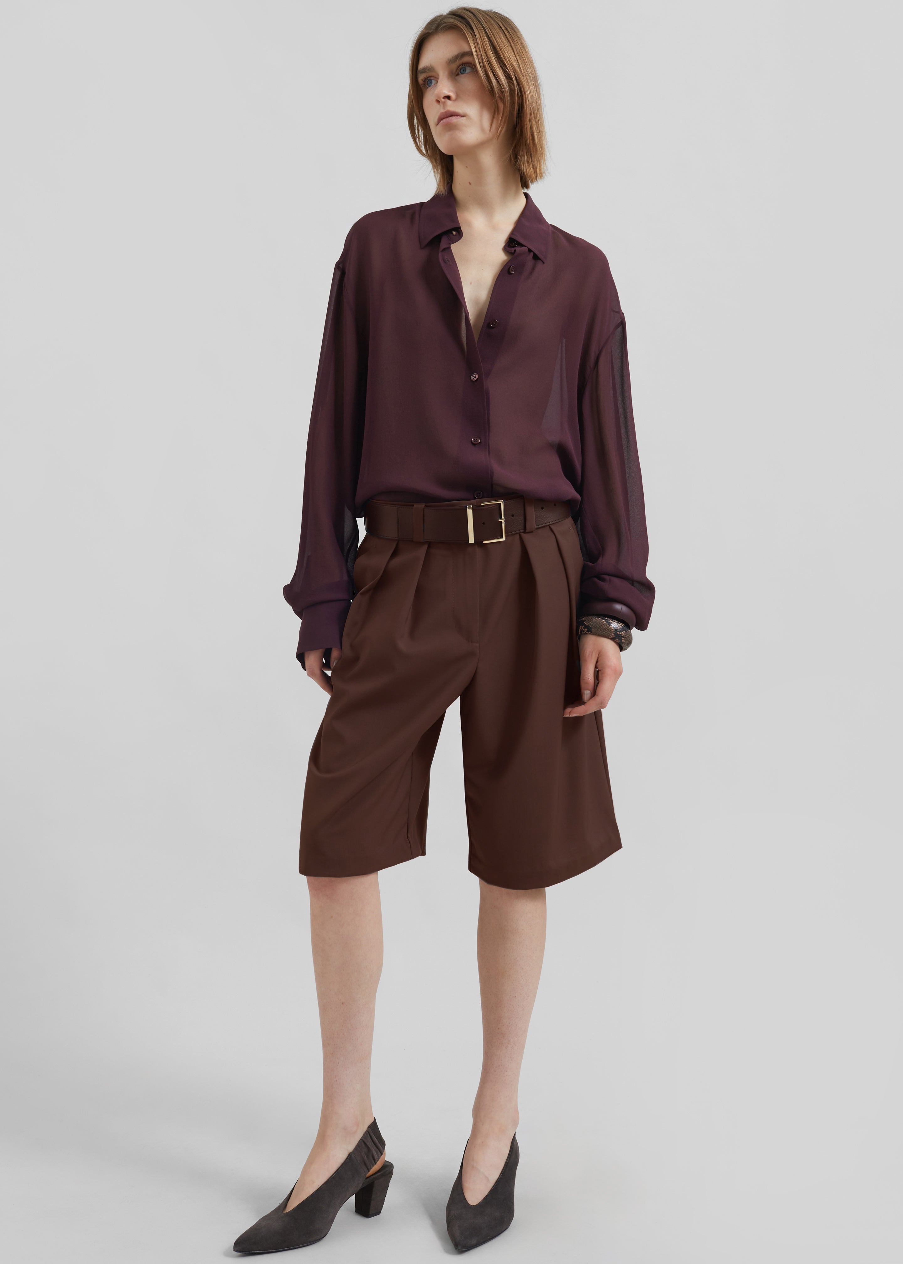 Peri Georgette Shirt - Burgundy - 7