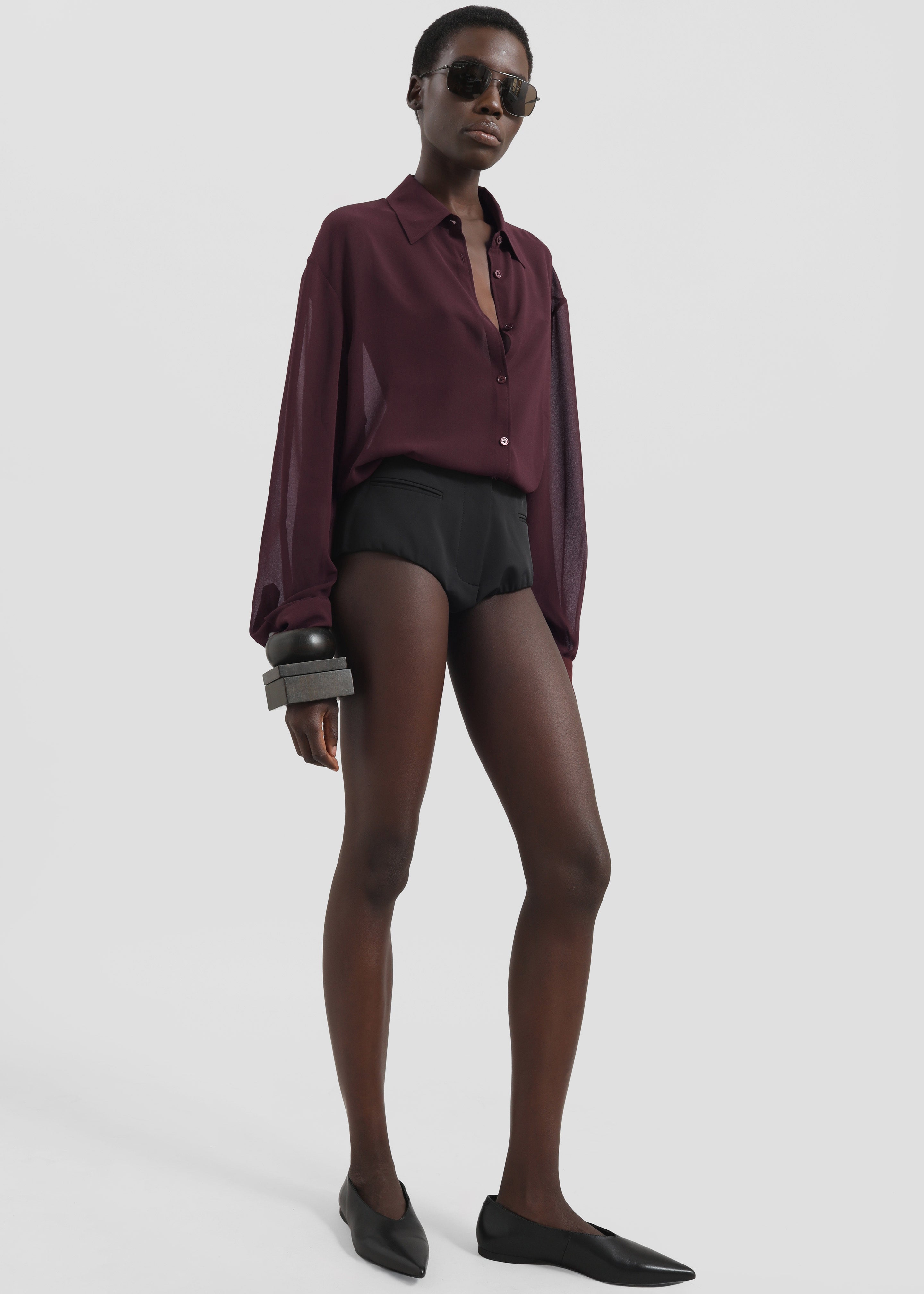 Peri Georgette Shirt - Burgundy - 1