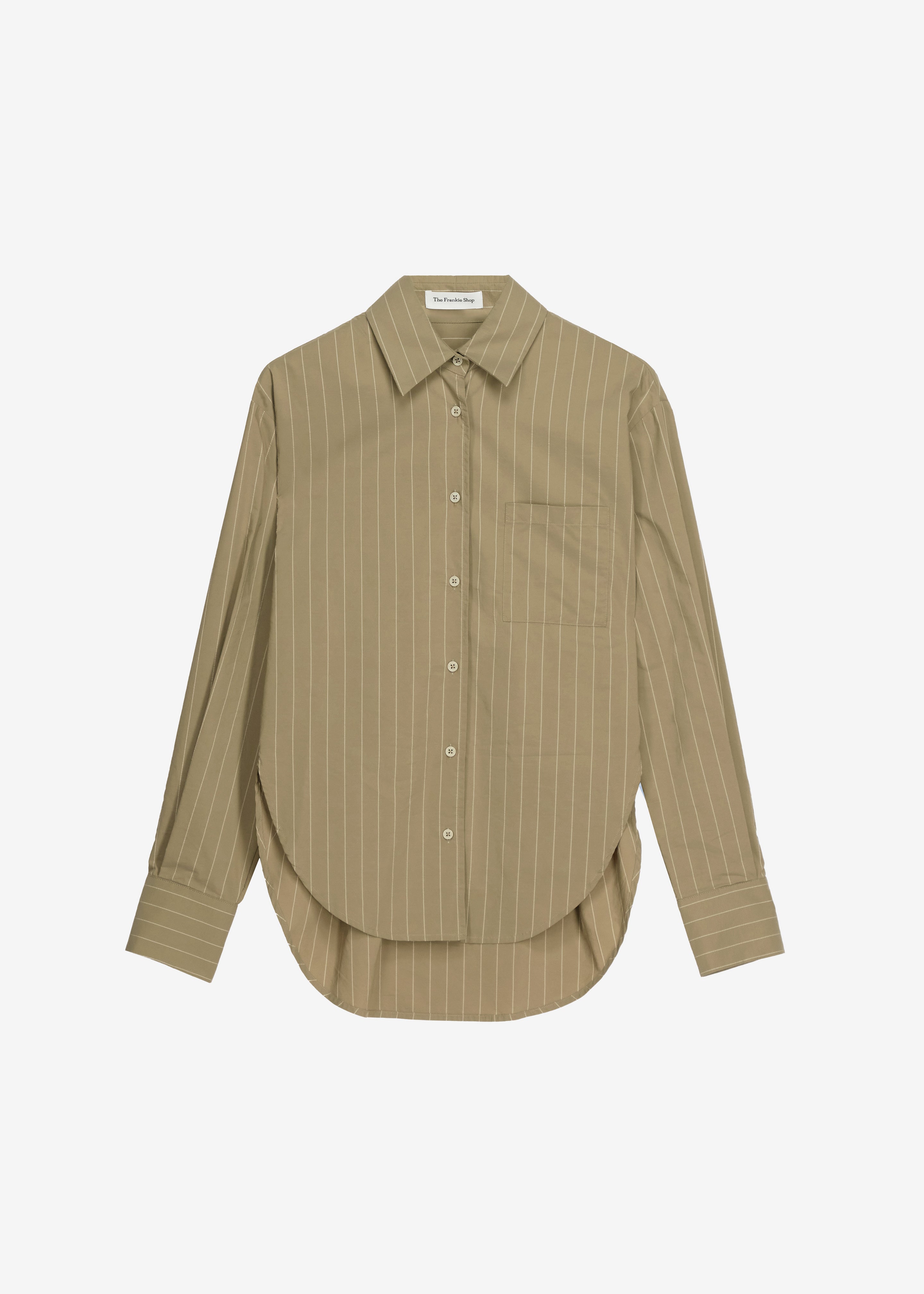Peri Striped Cotton Shirt - Olive/White Stripe - 7