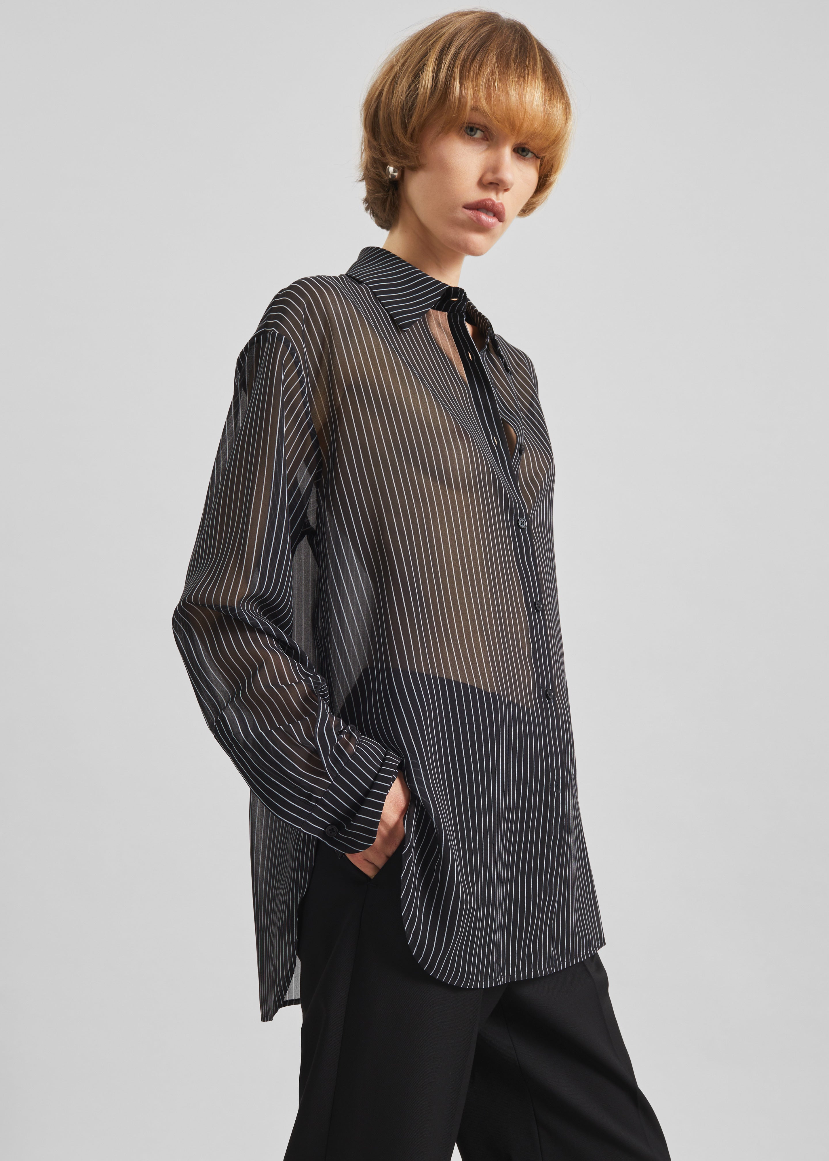 Peri Striped Shirt - Black/White Stripe - 3