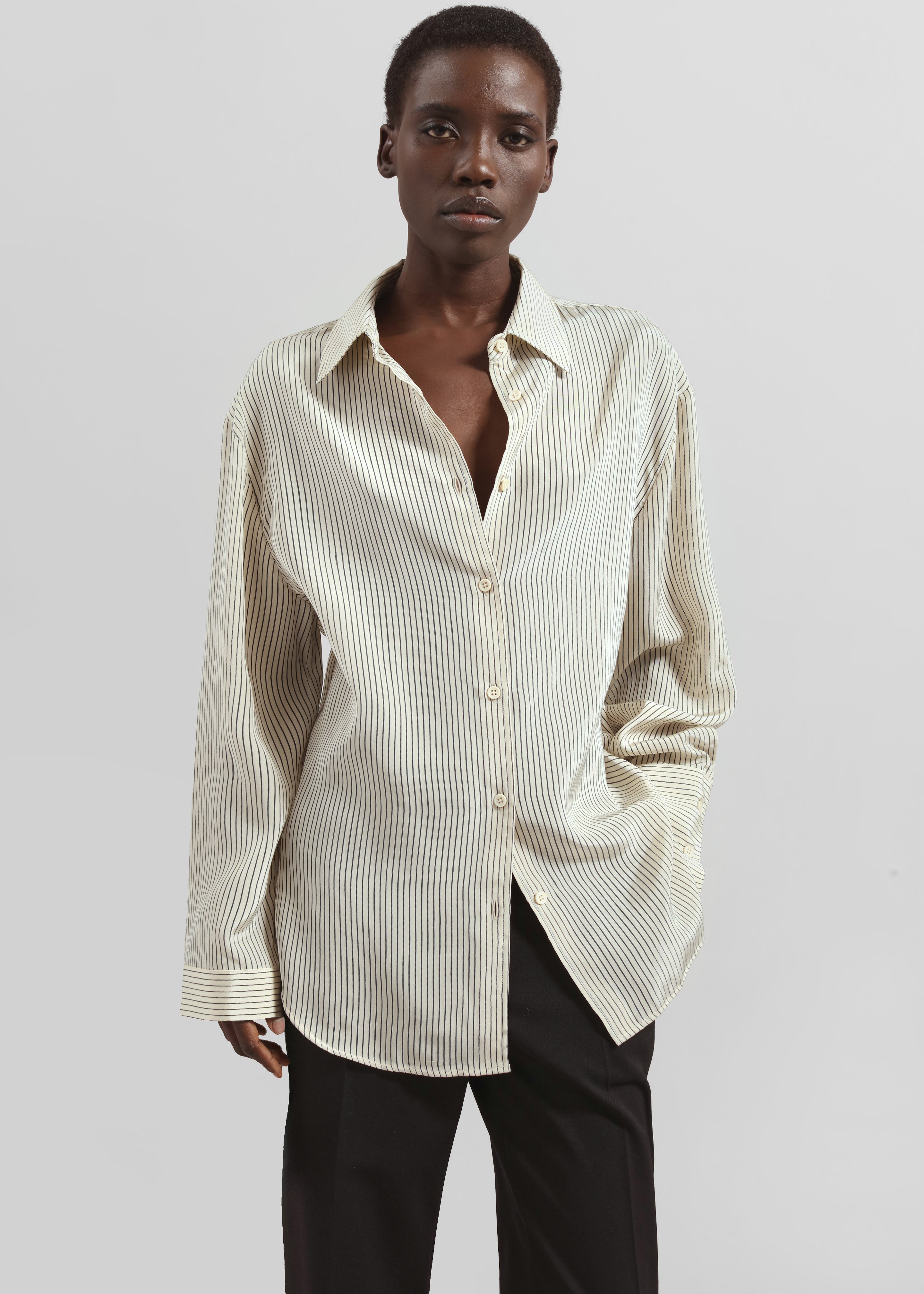 Peri Striped Shirt - Ivory/Black - 2