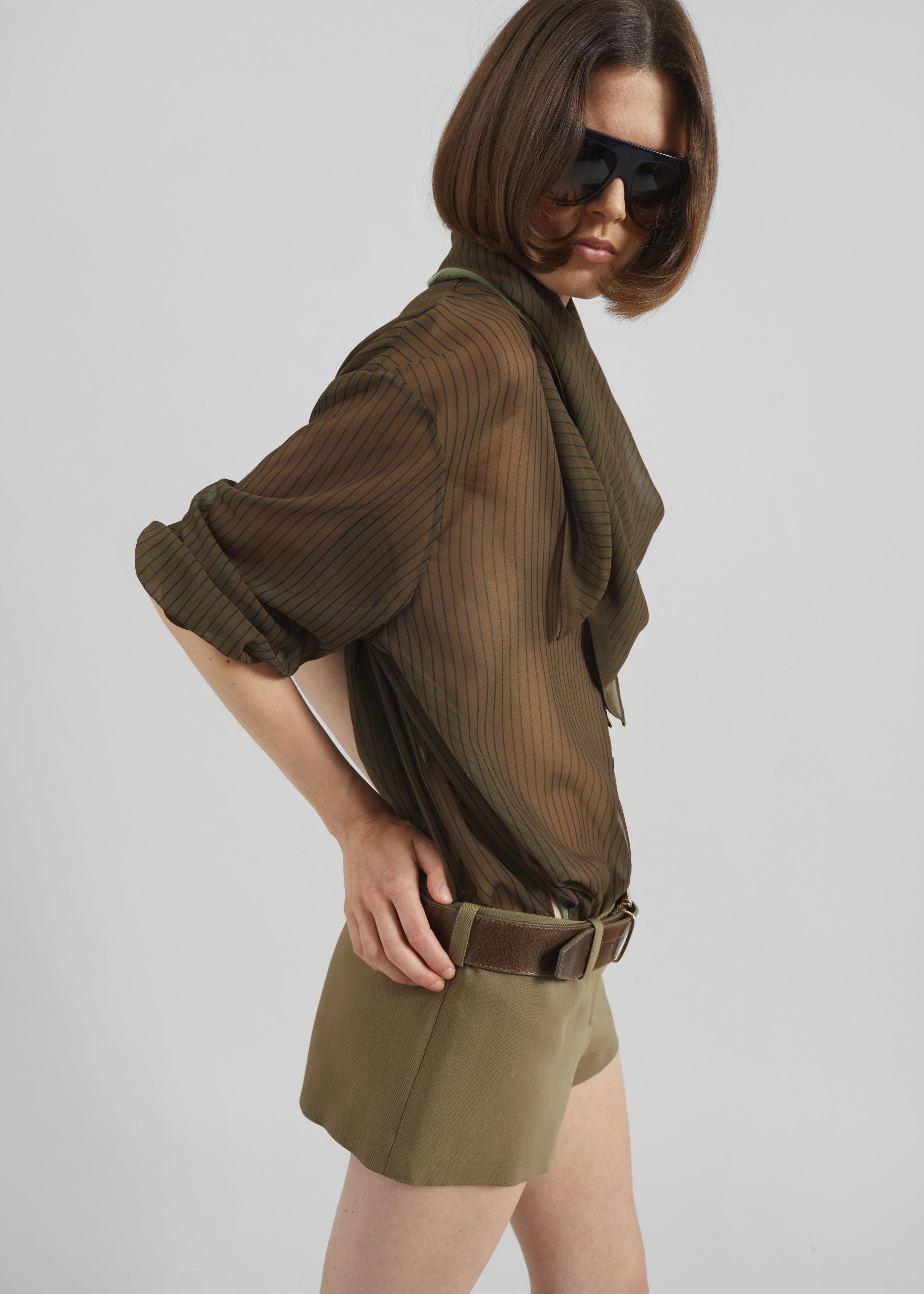 Peri Striped Shirt - Olive/Black Stripe - 11