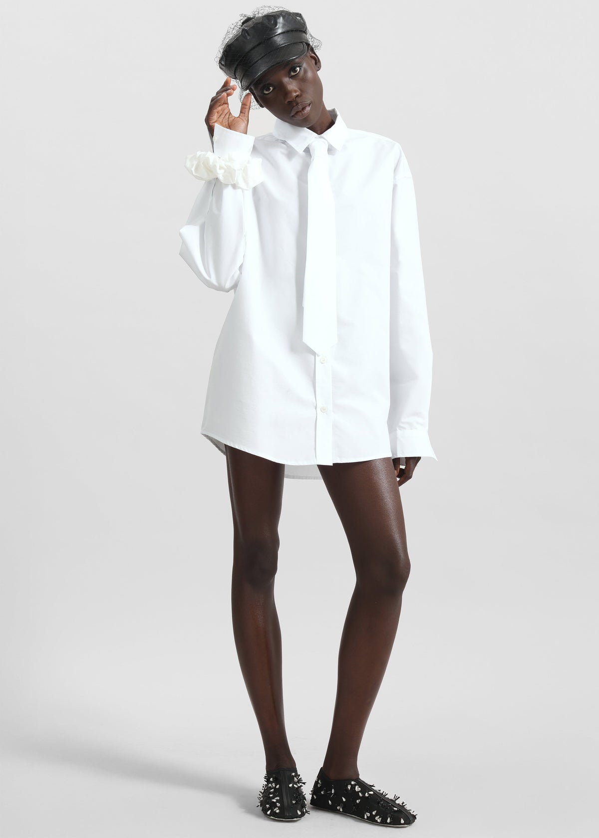 Perna Tie Neck Shirt - White - 3