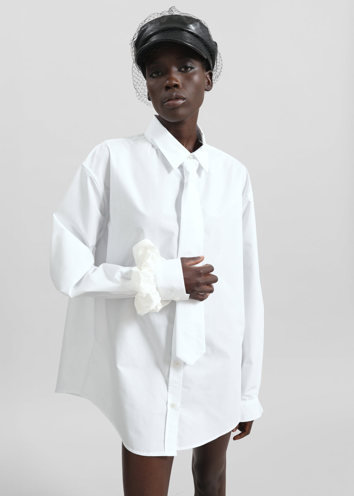 Perna Tie Neck Shirt - White - 1