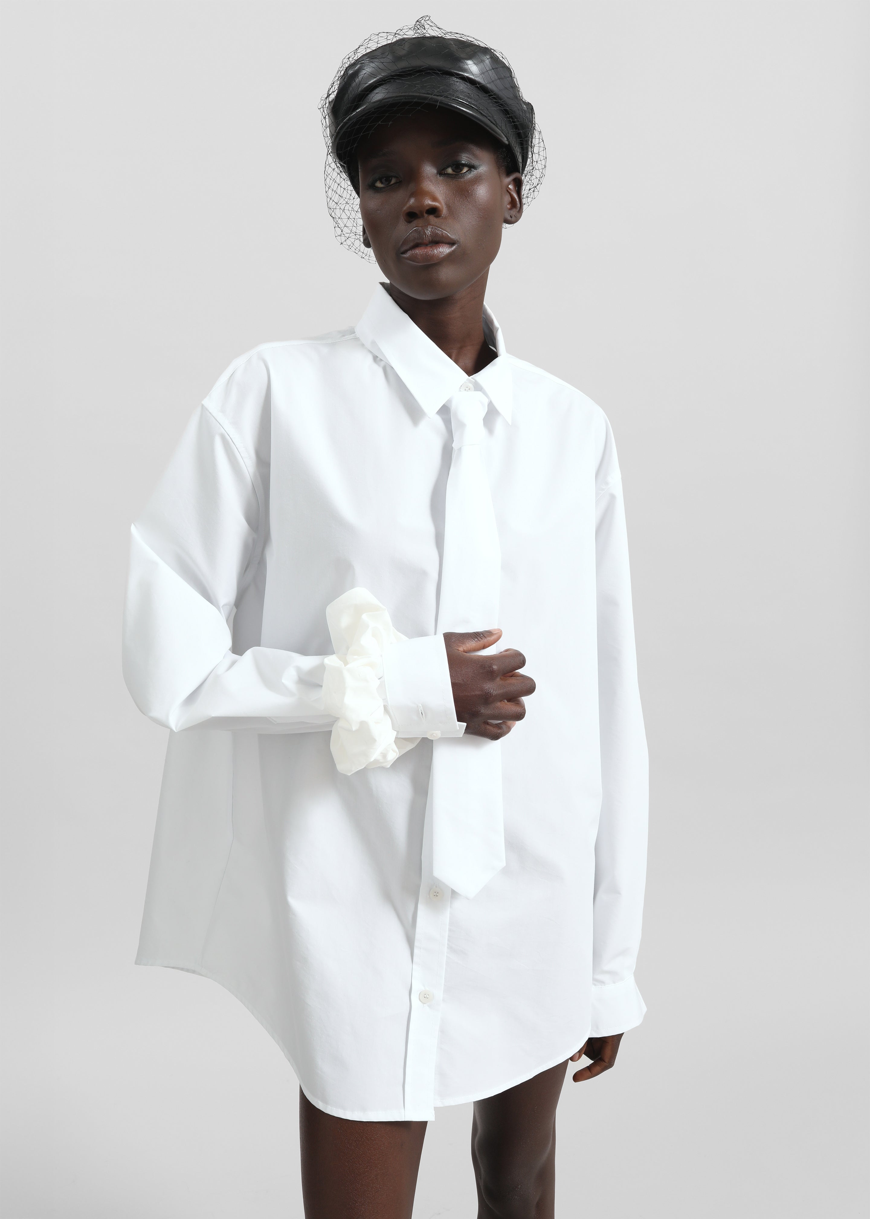 Perna Tie Neck Shirt - White - 1