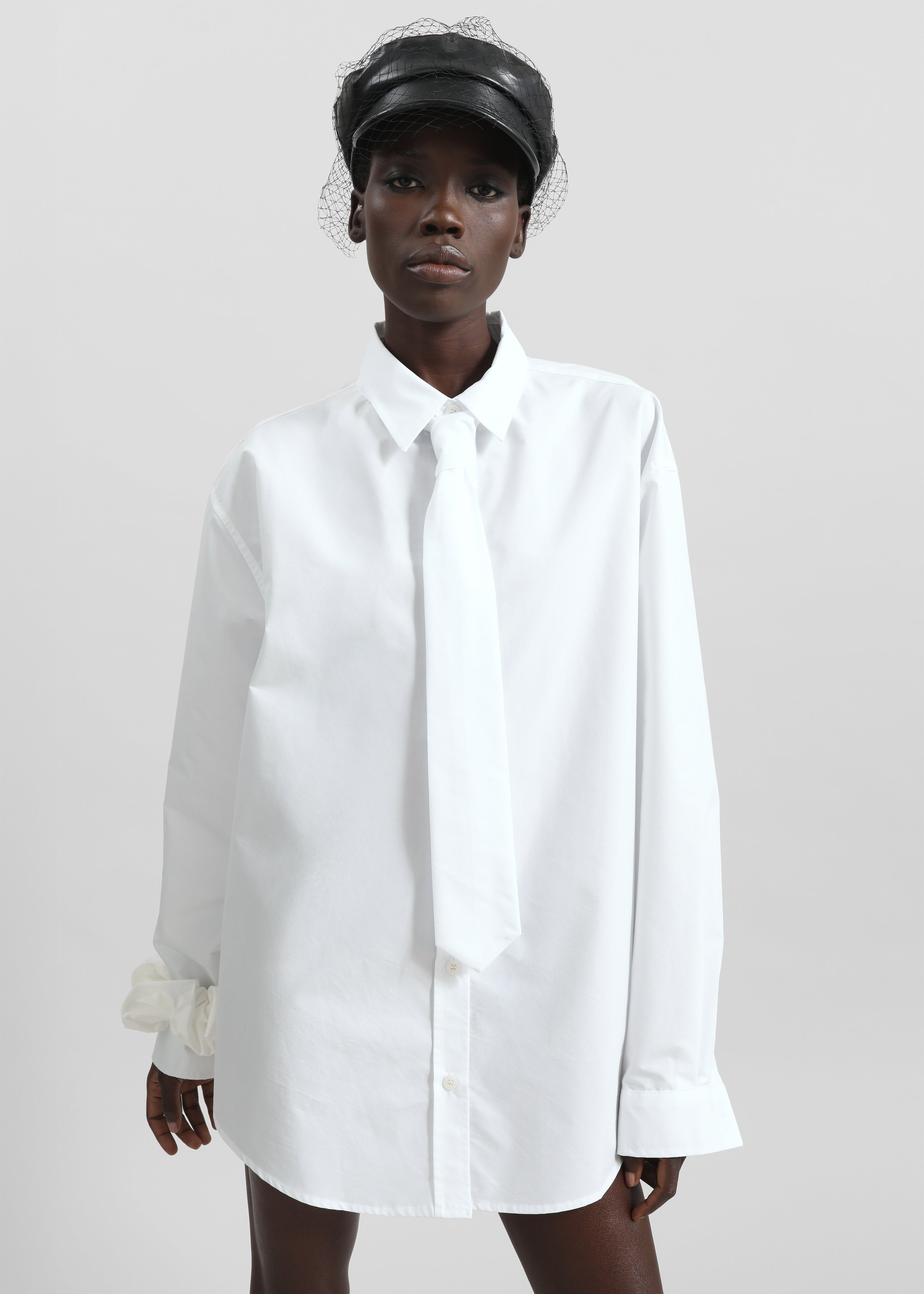 Perna Tie Neck Shirt - White - 4