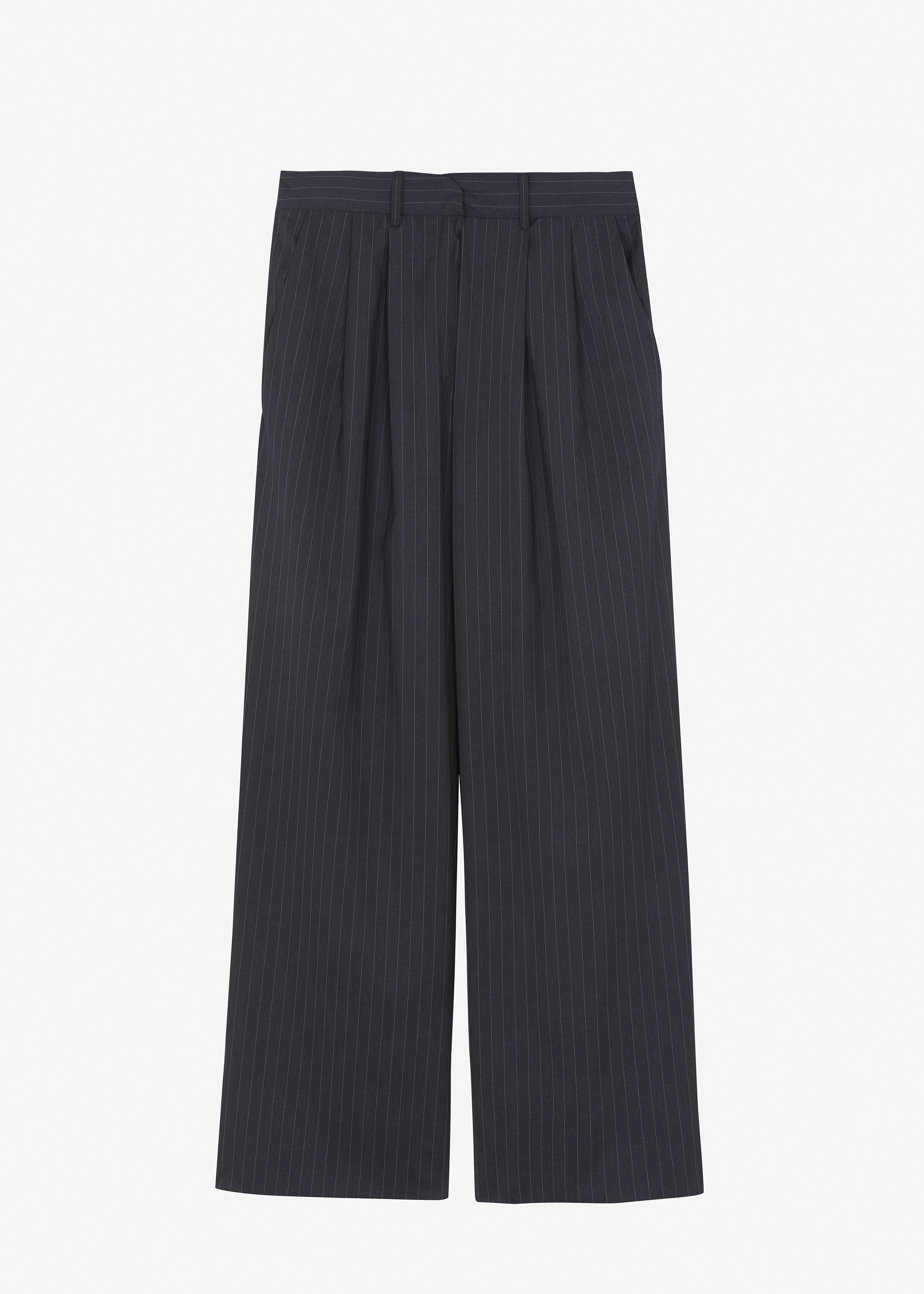 Peyton Pleated Pants - Grey Pinstripe - 10