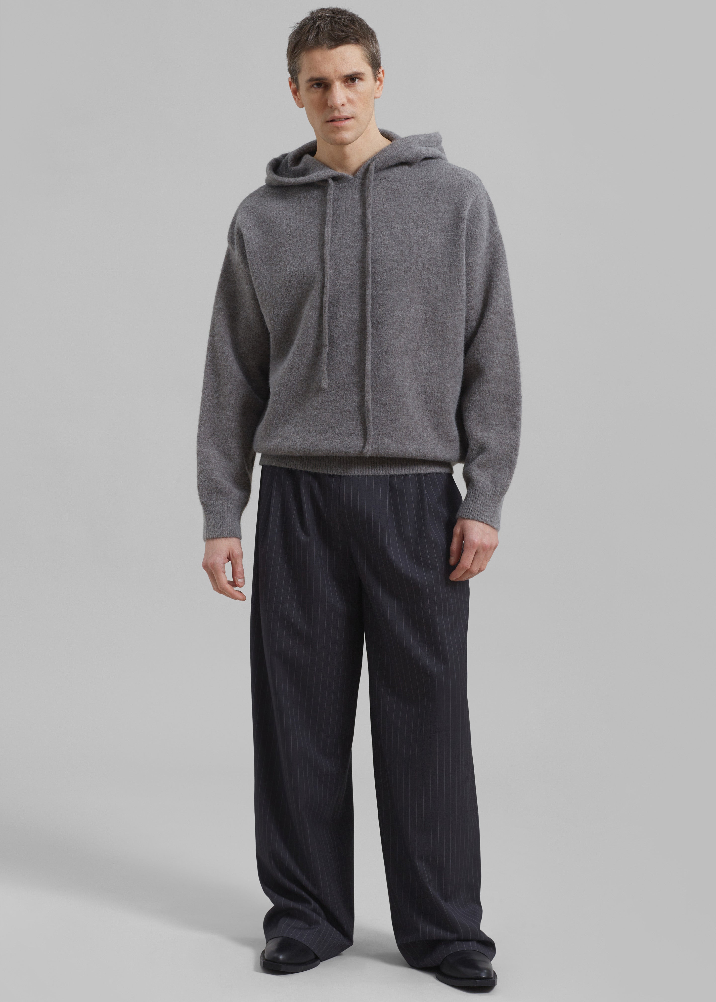 Peyton Pleated Pants - Grey Pinstripe - 4