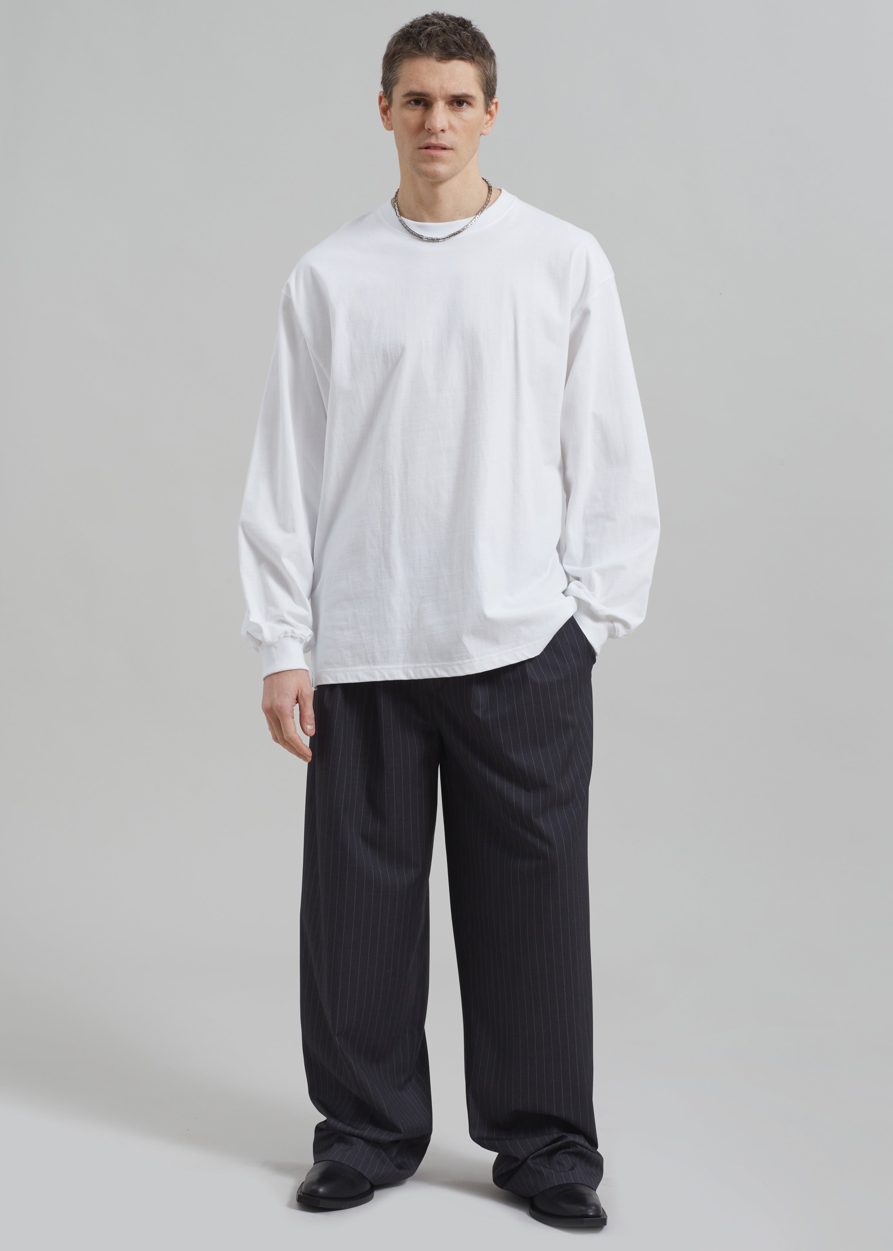 Peyton Pleated Pants - Grey Pinstripe - 7