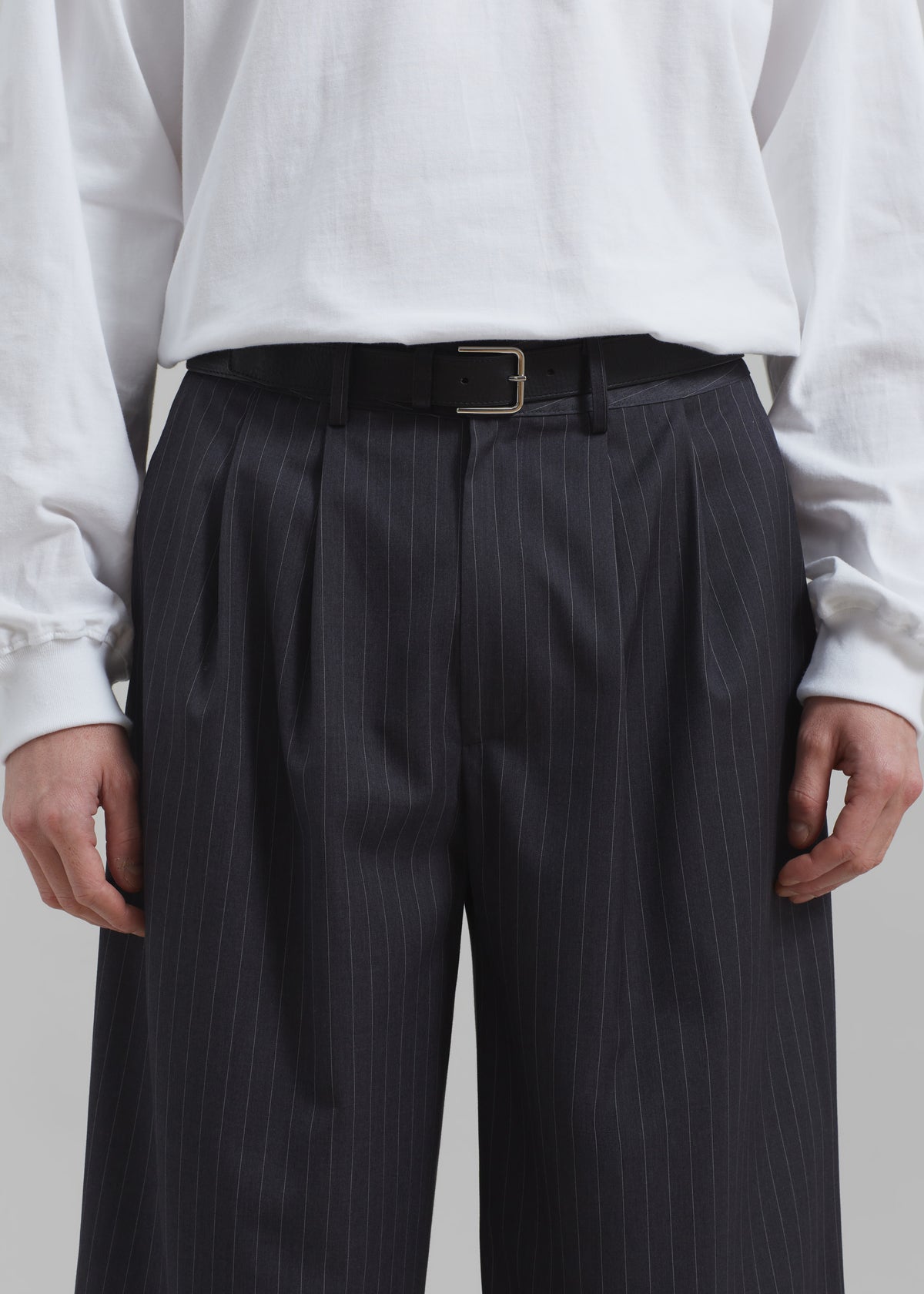 Peyton Pleated Pants - Grey Pinstripe - 6