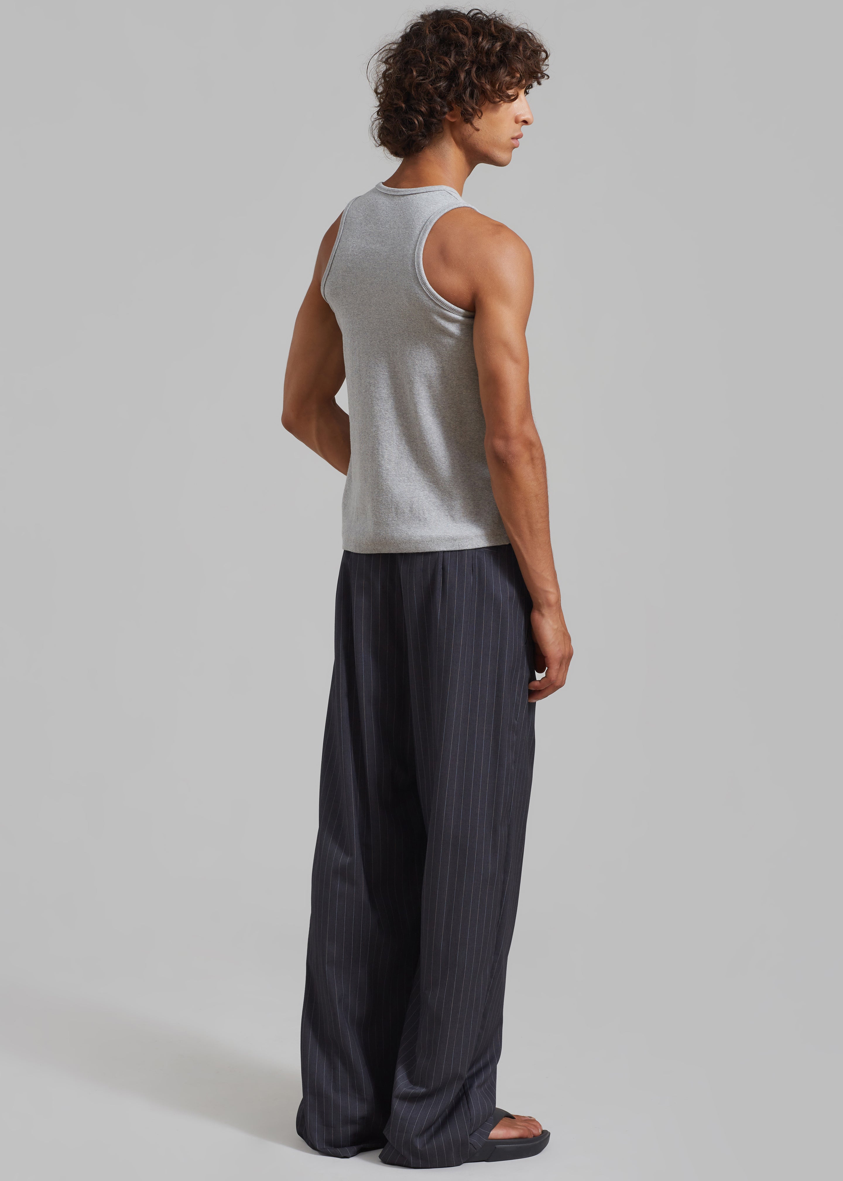 Peyton Pleated Pants - Grey Pinstripe - 9