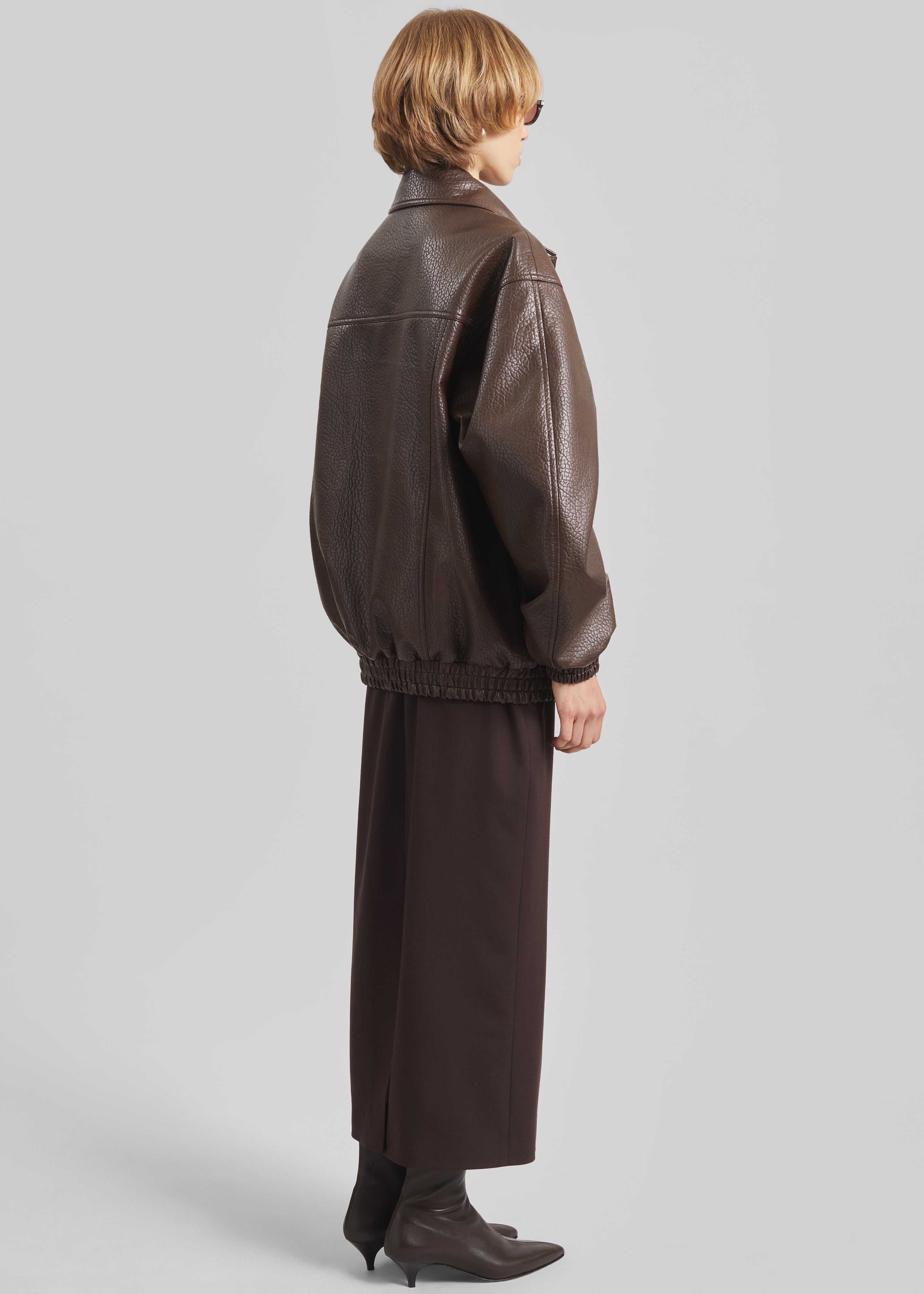 Prescott Grained Faux Leather Jacket - Brown - 8
