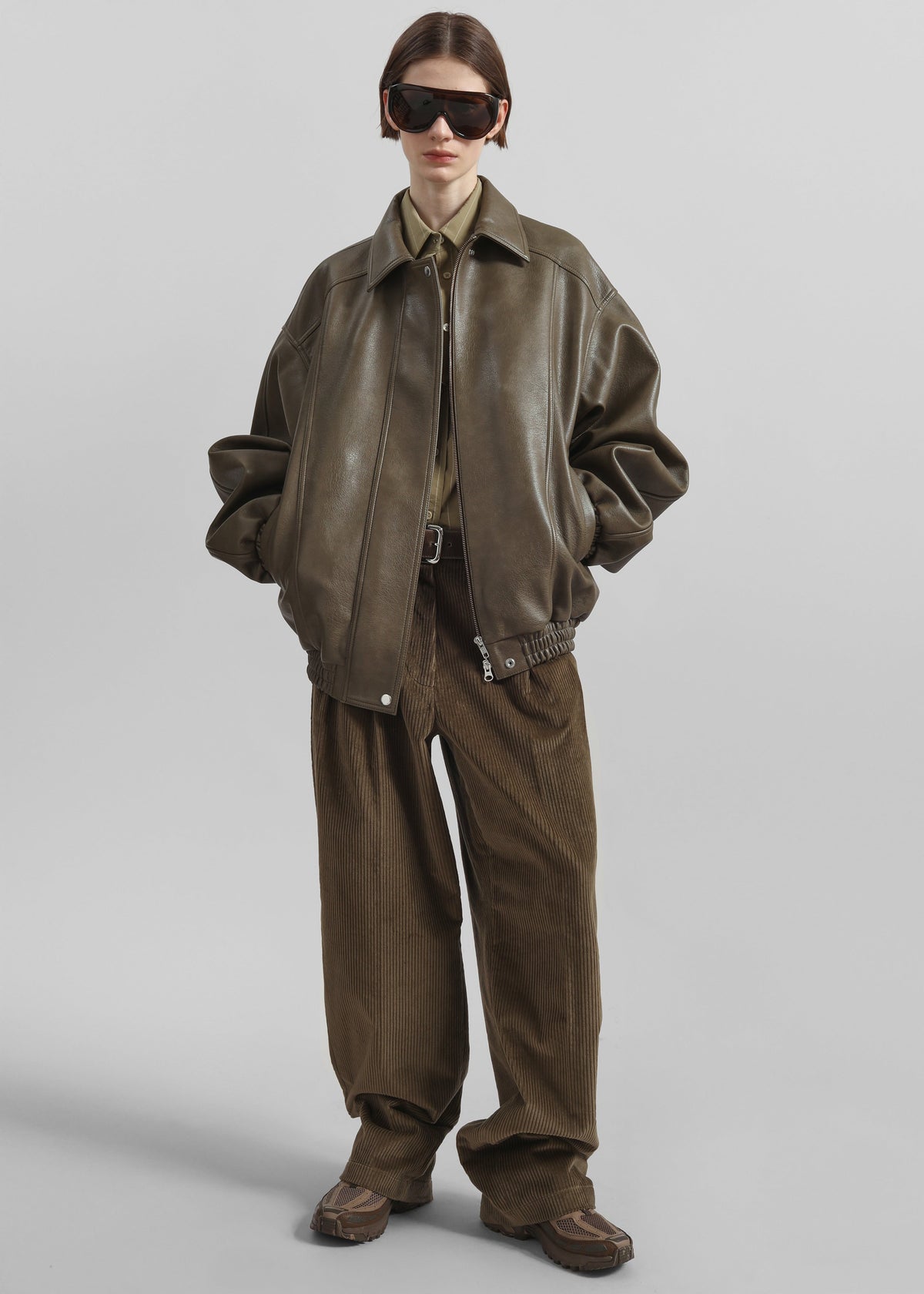 Prescott Faux Leather Jacket - Moss Green - 3