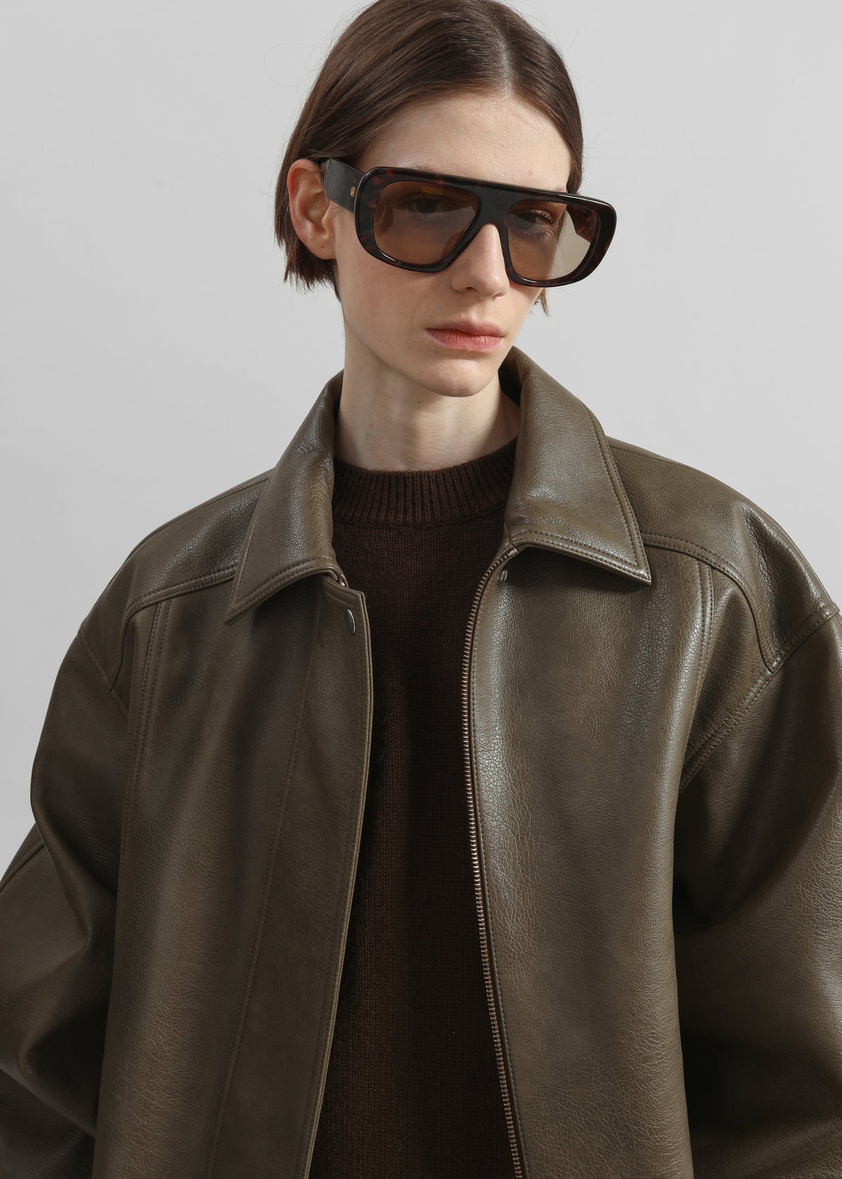 Prescott Faux Leather Jacket - Moss Green - 6