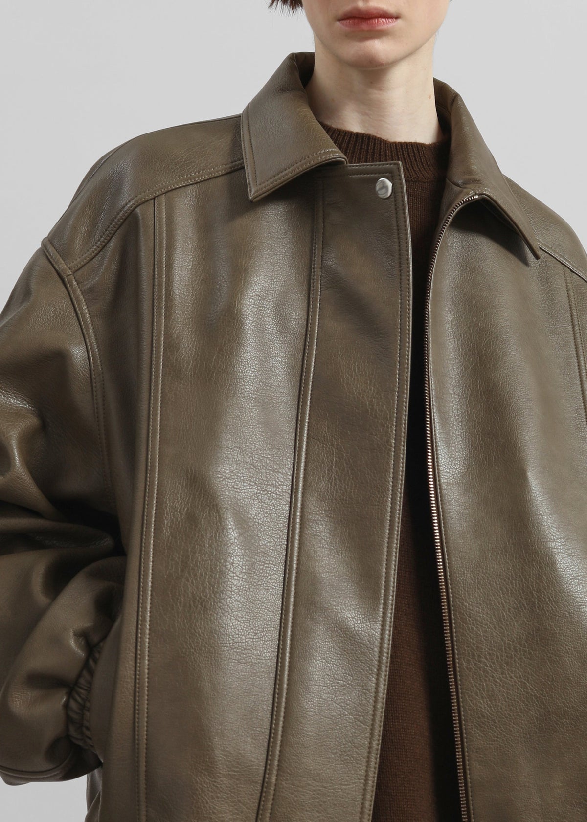 Prescott Faux Leather Jacket - Moss Green - 2