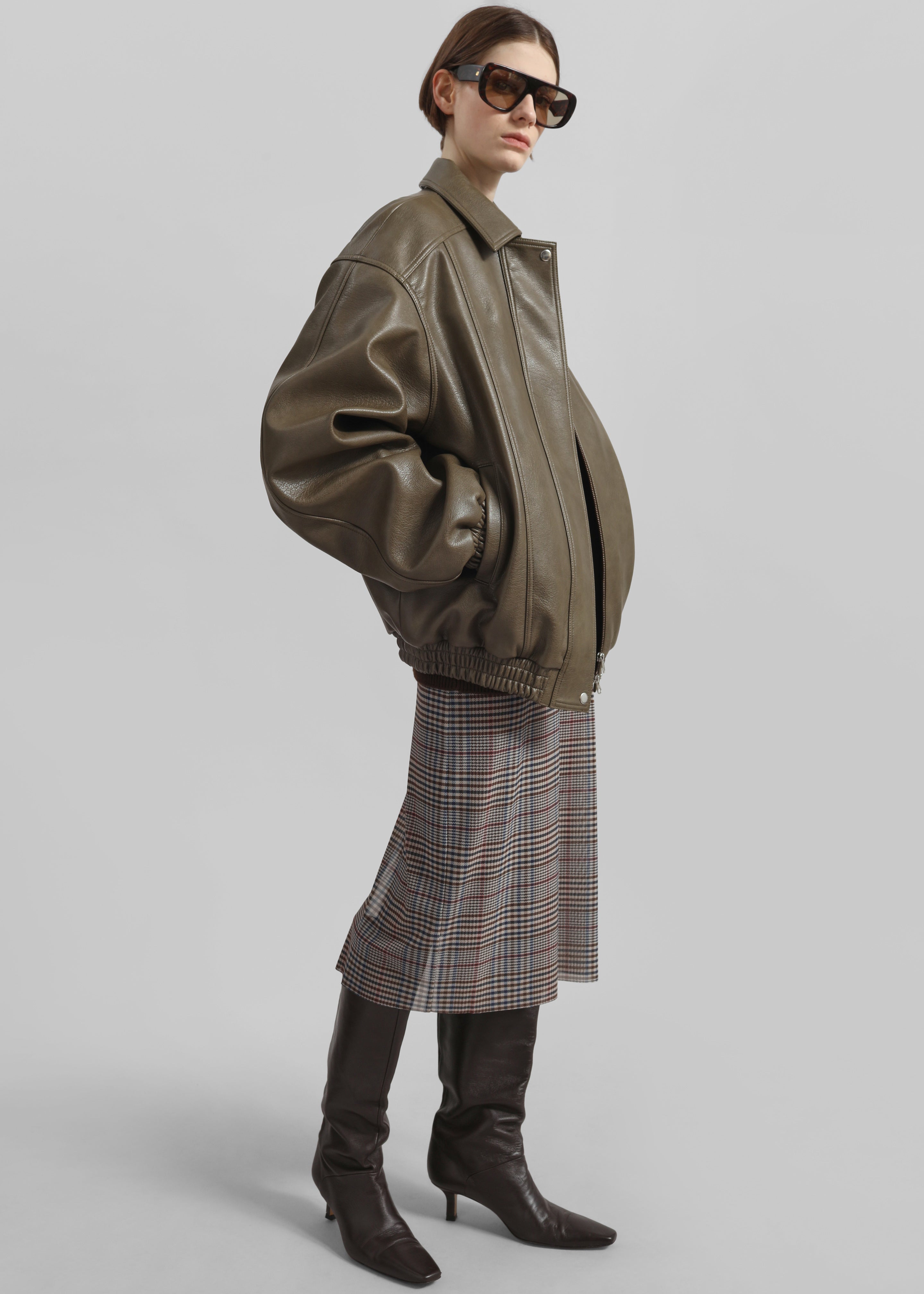 Prescott Faux Leather Jacket - Moss Green - 5