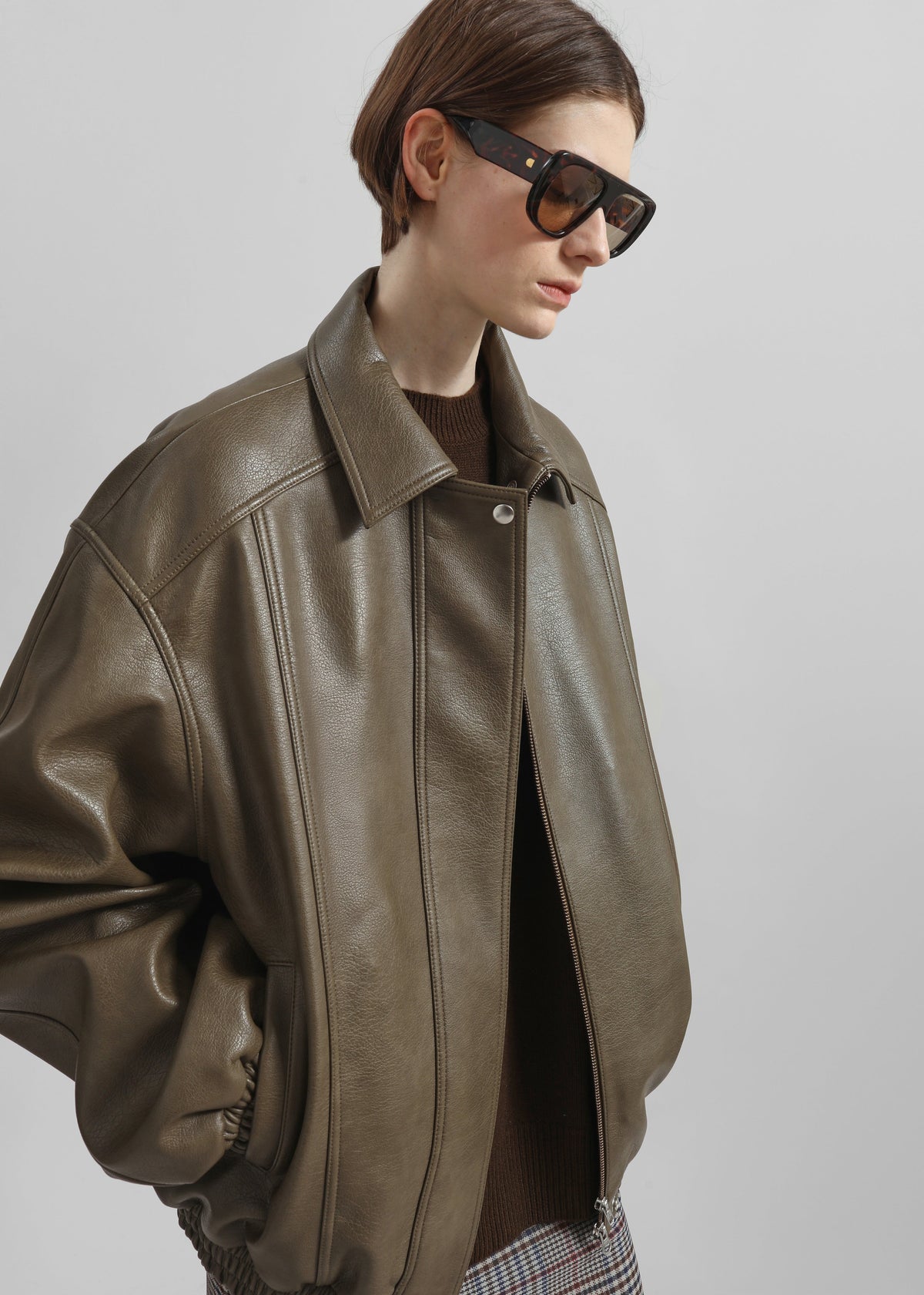 Prescott Faux Leather Jacket - Moss Green - 7