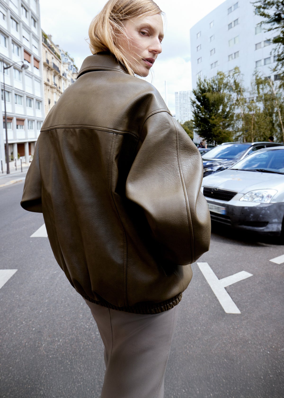 Prescott Faux Leather Jacket - Moss Green - 8