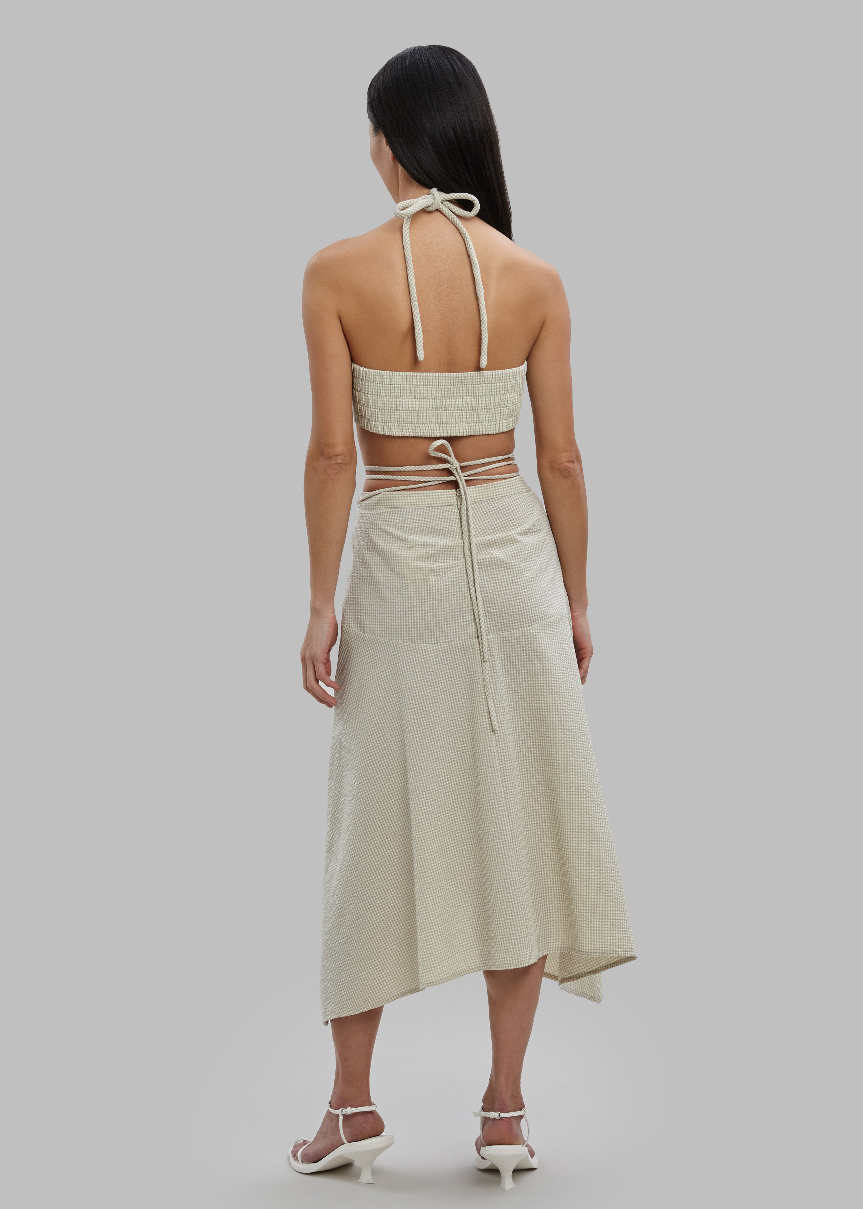 Proenza Schouler White Label Gingham Tie Front Midi Skirt - Buttercream/Fawn - 6