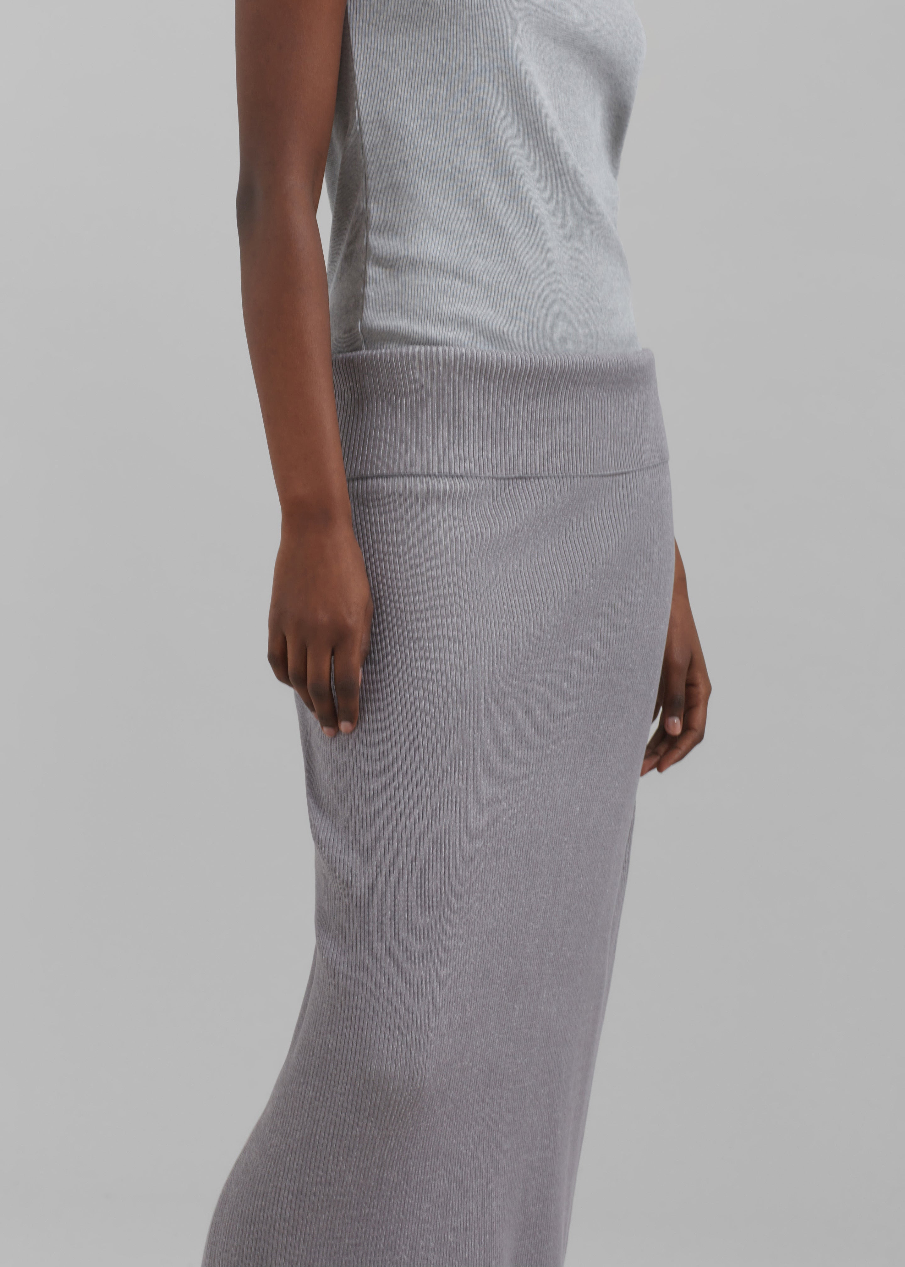 Proenza Schouler White Label Willow Skirt In Plaited Rib Knits - Fog/Off White - 3