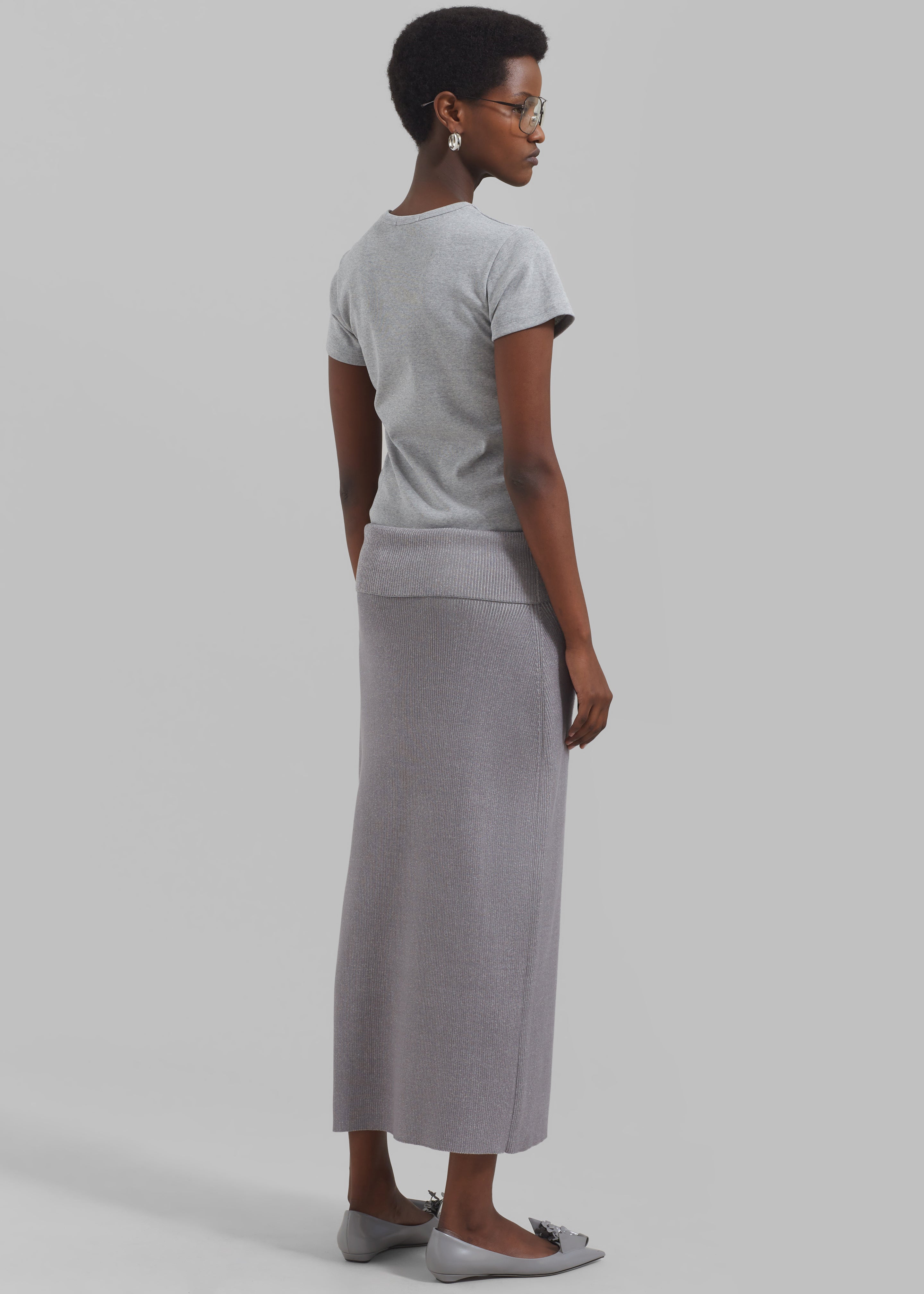 Proenza Schouler White Label Willow Skirt In Plaited Rib Knits - Fog/Off White - 6