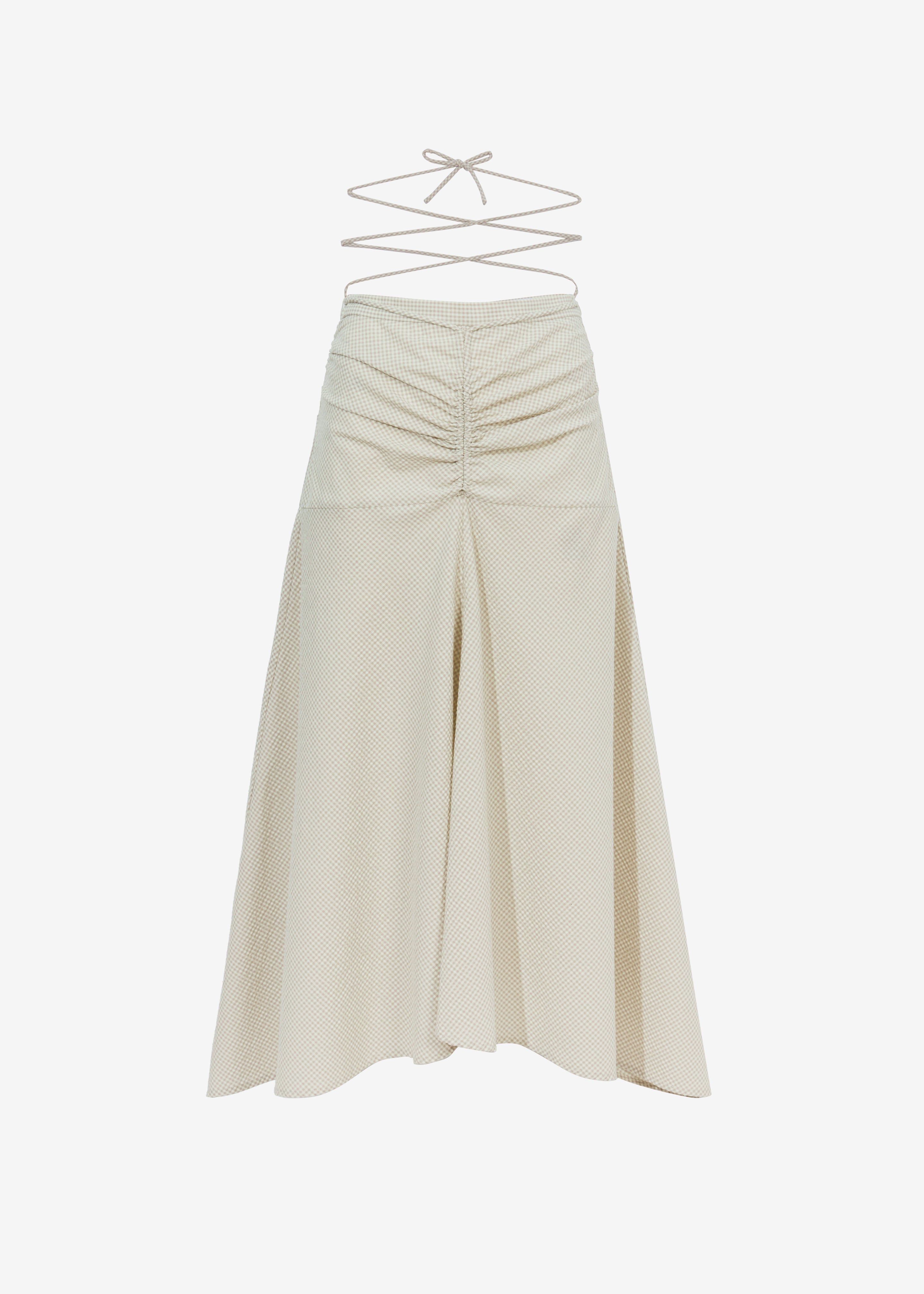 Proenza Schouler White Label Gingham Tie Front Midi Skirt - Buttercream/Fawn - 7