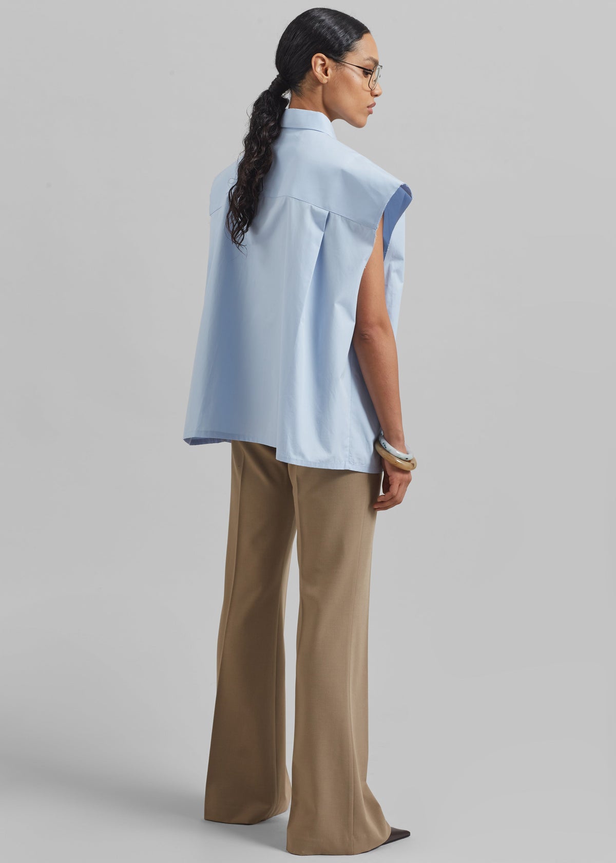 Quenin Sleeveless Button Down Shirt - Light Blue - 7