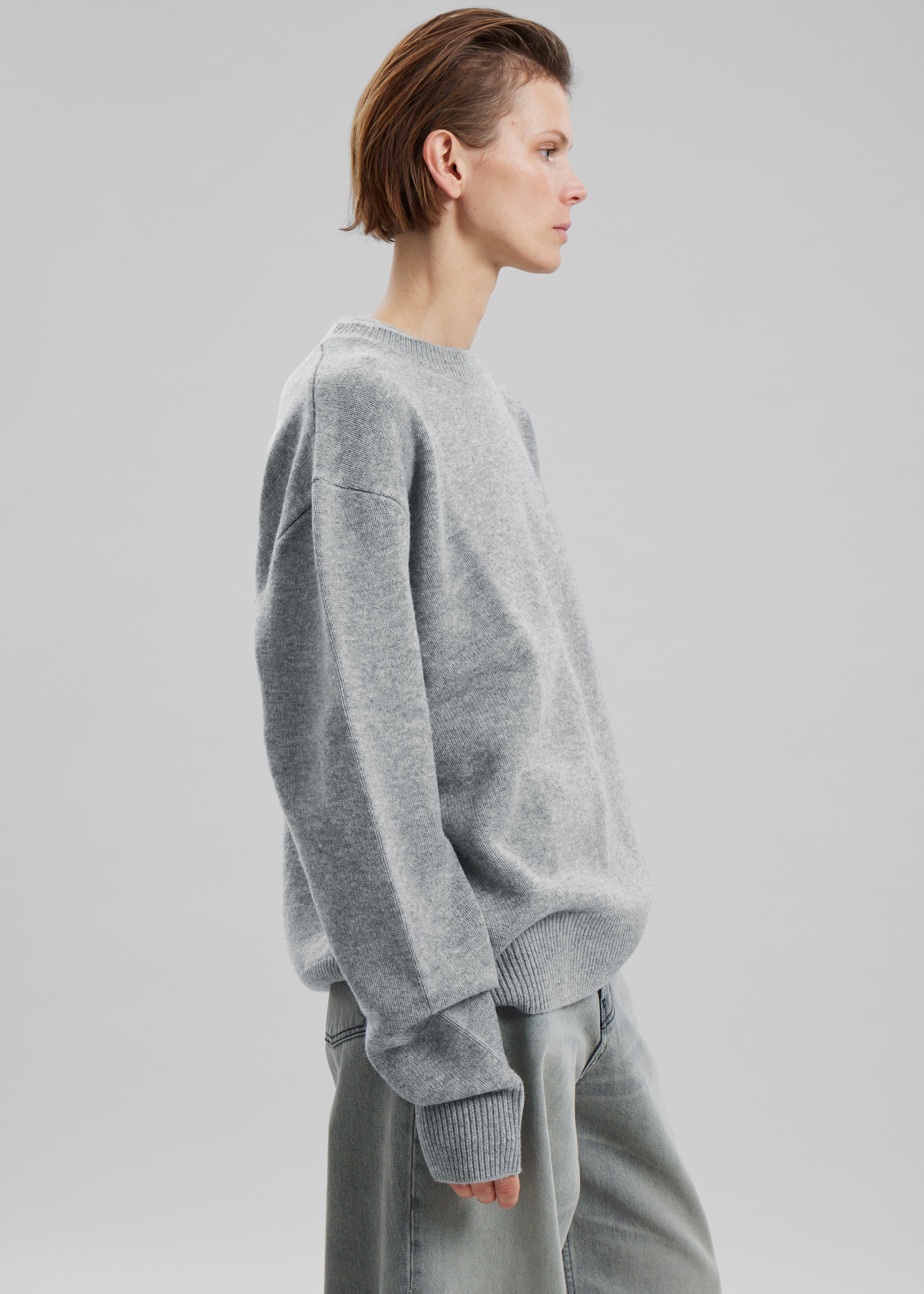 Quinton Crew Neck Sweater - Light Grey - 3