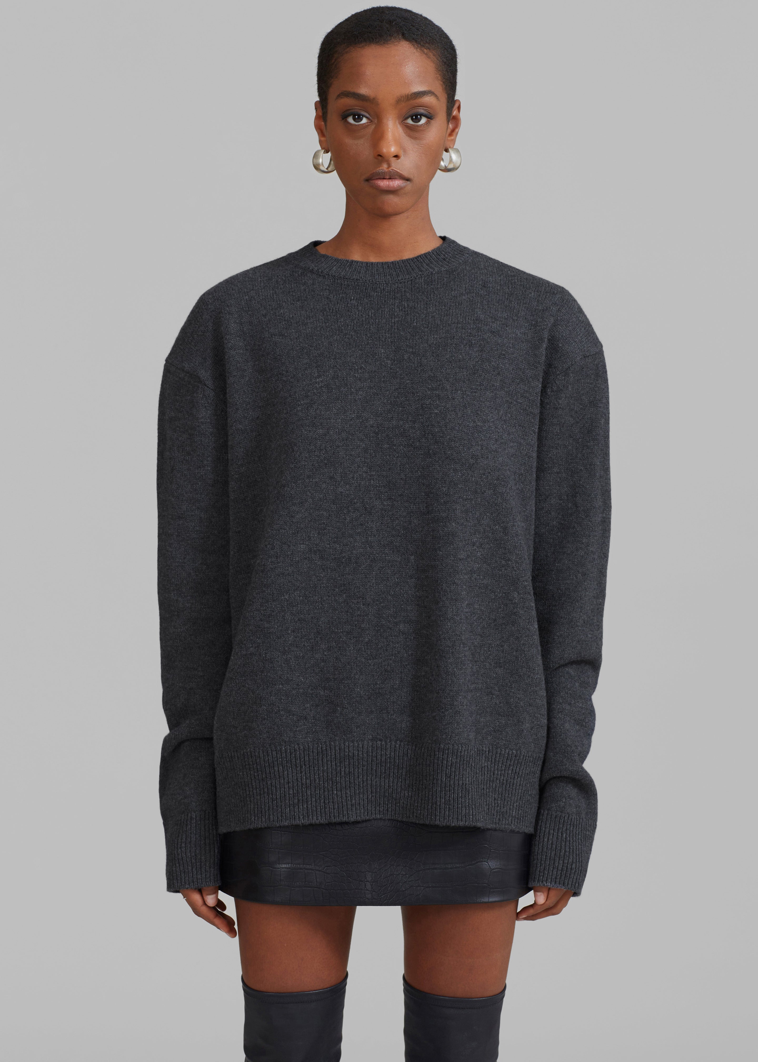 Rafaela Padded Knit Sweater - Dark Grey Melange - 7