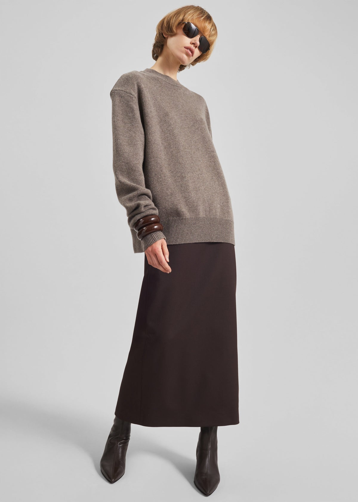 Rafaela Padded Knit Sweater - Dark Taupe - 1