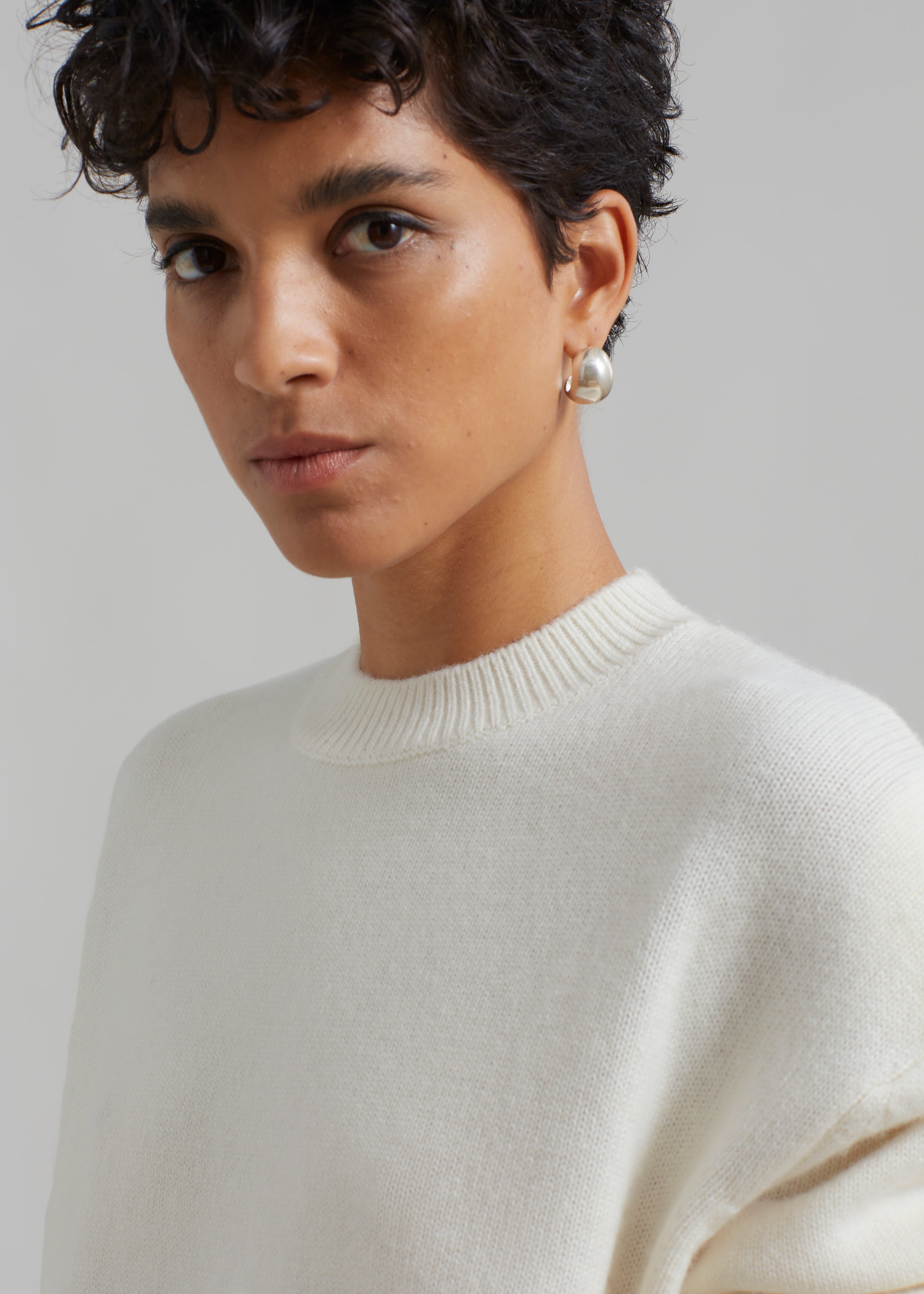 Rafaela Padded Knit Sweater - Ivory - 3