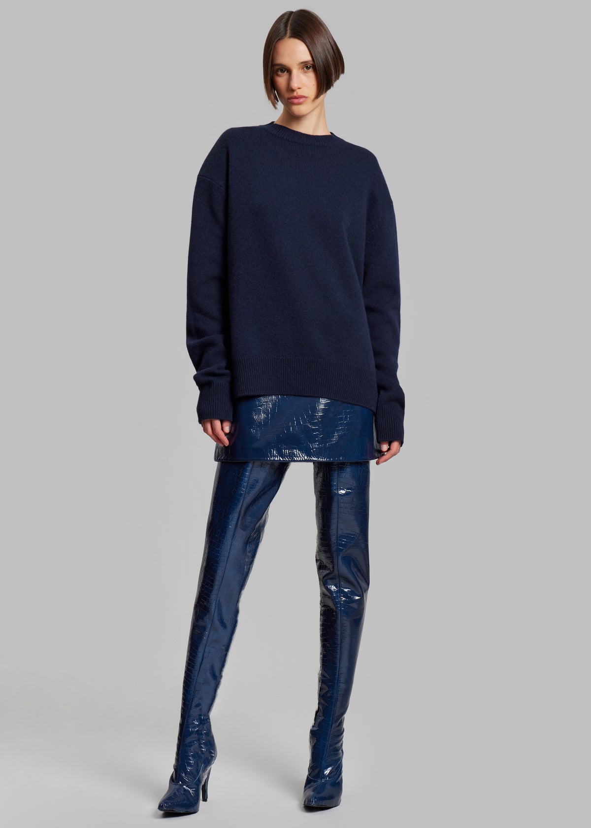 Rafaela Padded Knit Sweater - Navy - 3