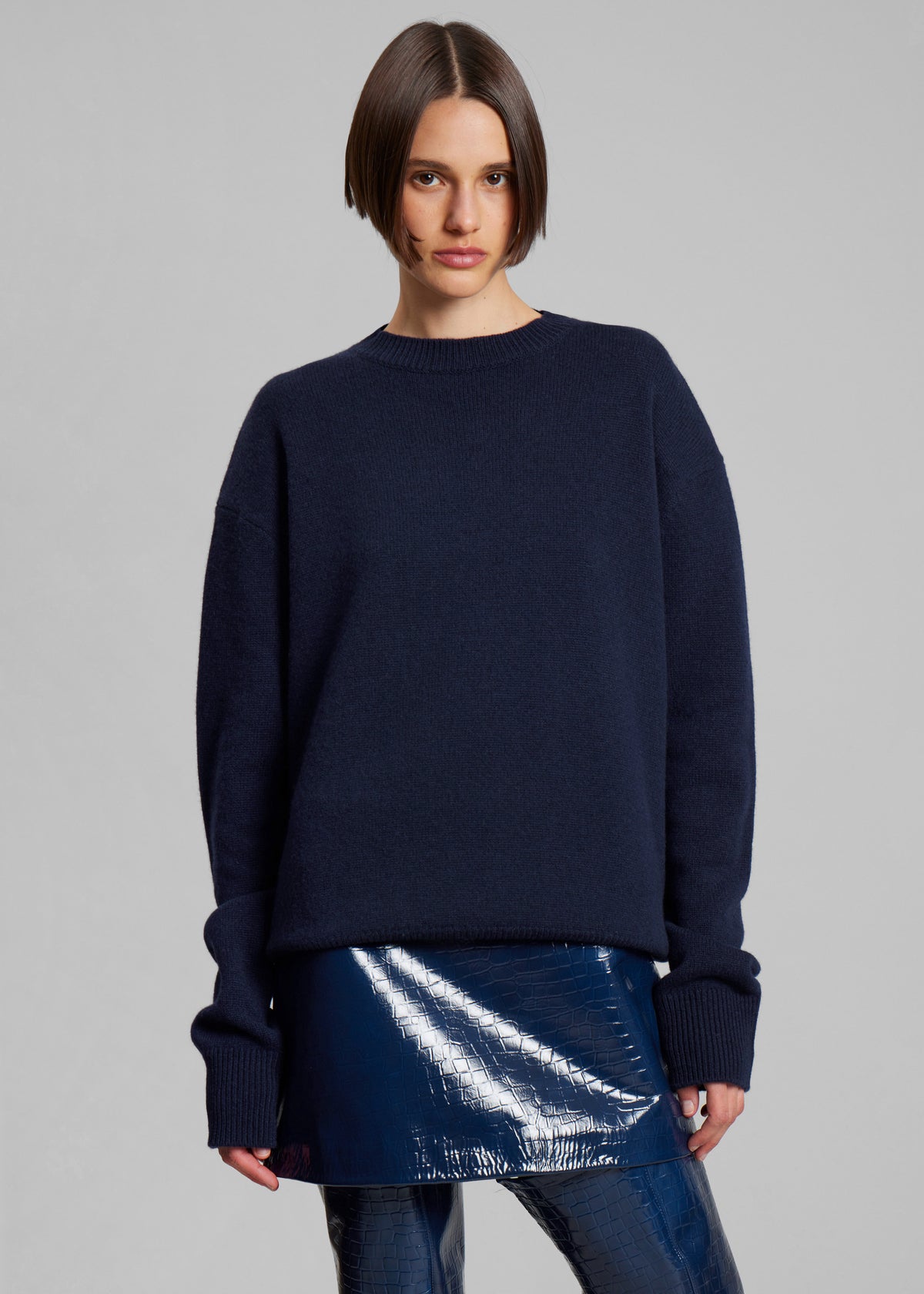 Rafaela Padded Knit Sweater - Navy - 2
