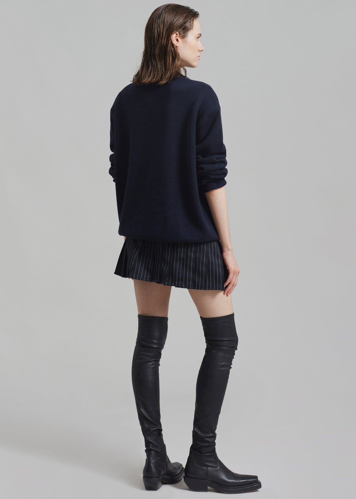 Rafaela Padded Knit Sweater - Navy - 10