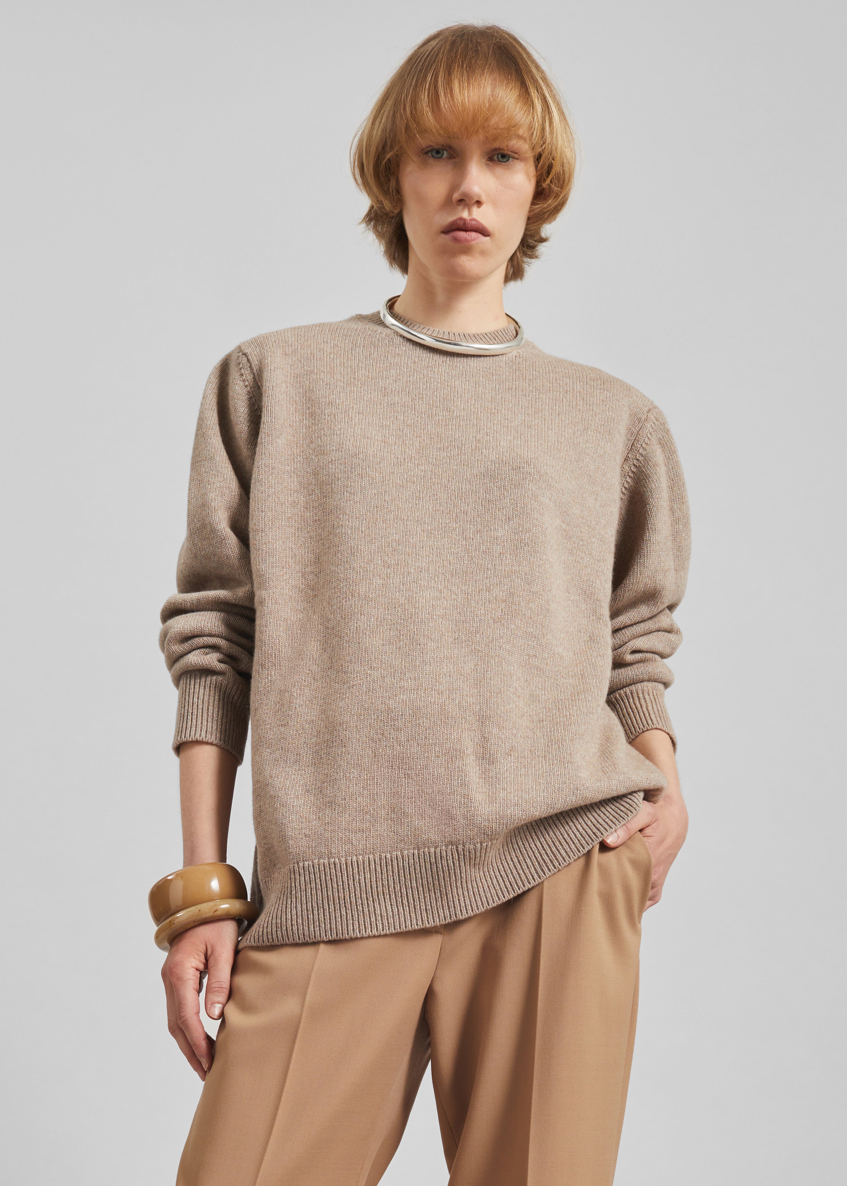 Rafaela Padded Knit Sweater - Taupe - 4