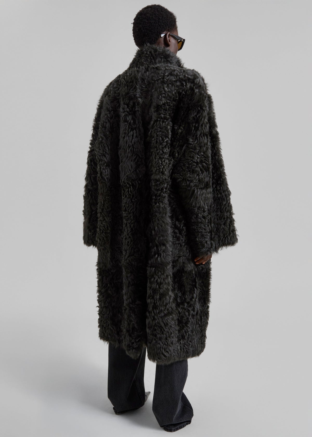 Remain Reversible Long Hair Shearling Coat - Tap Shoe Black - 7