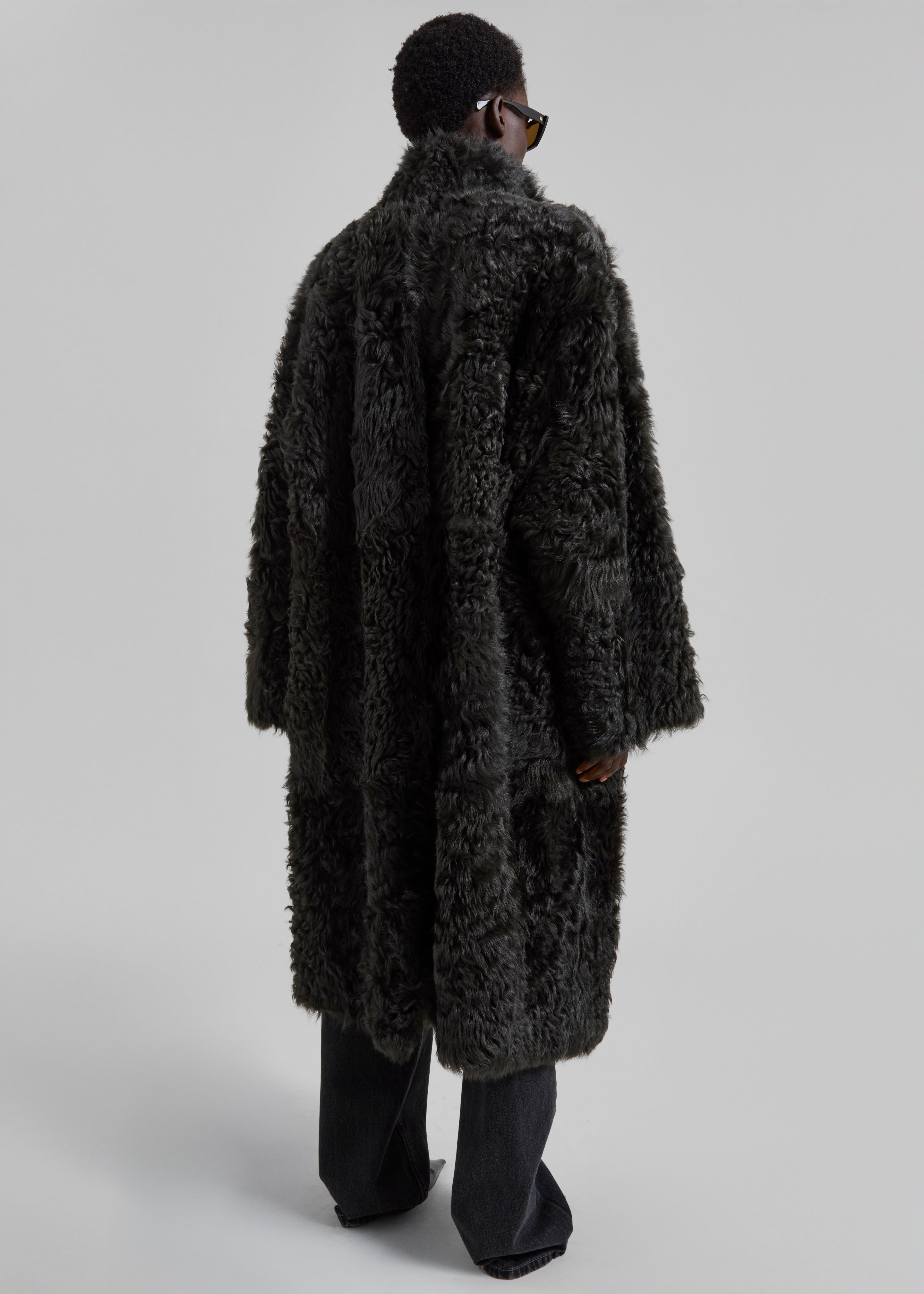 Remain Reversible Long Hair Shearling Coat - Tap Shoe Black - 7