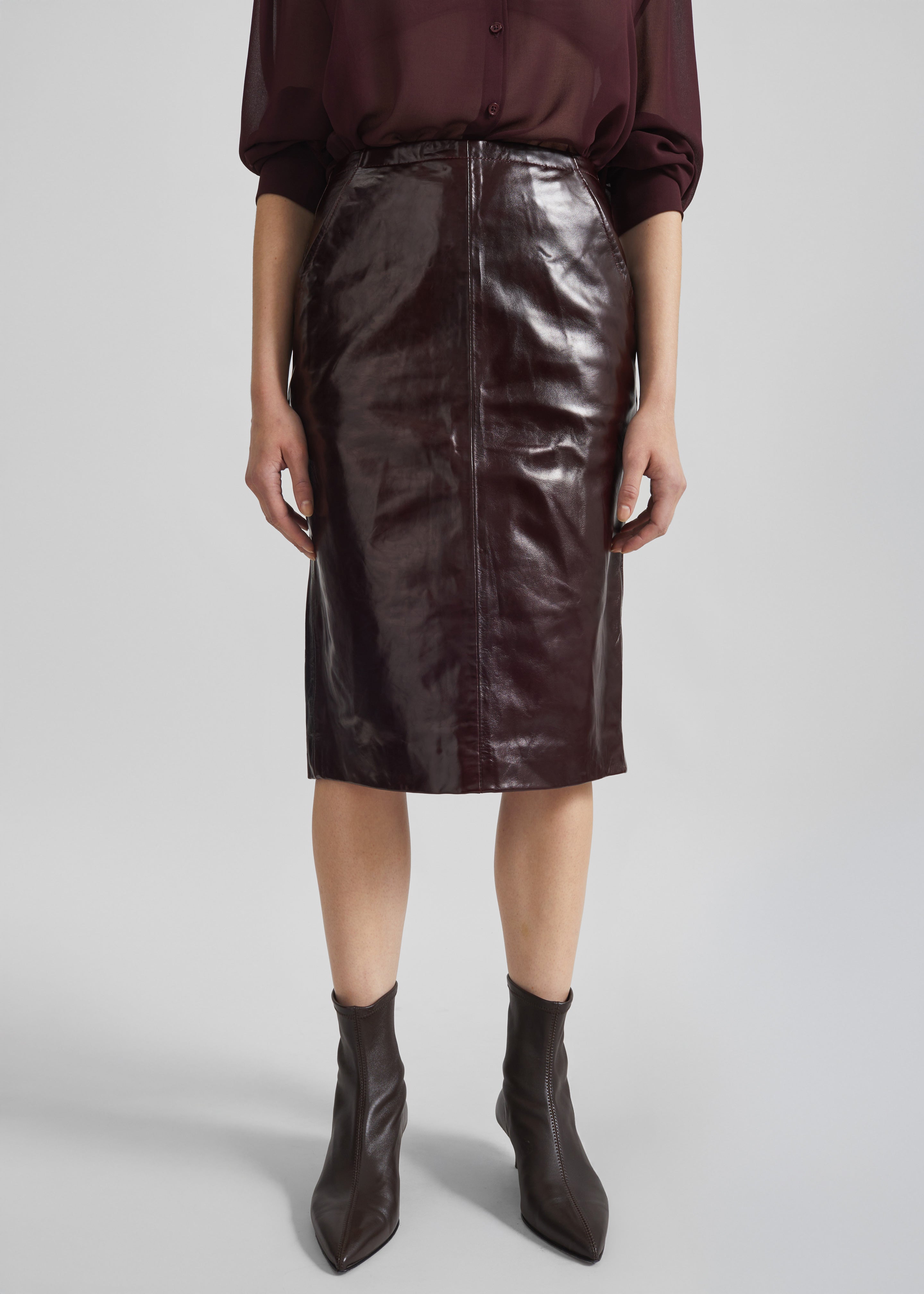Remain Midi Leather Skirt - Zinfandel - 3