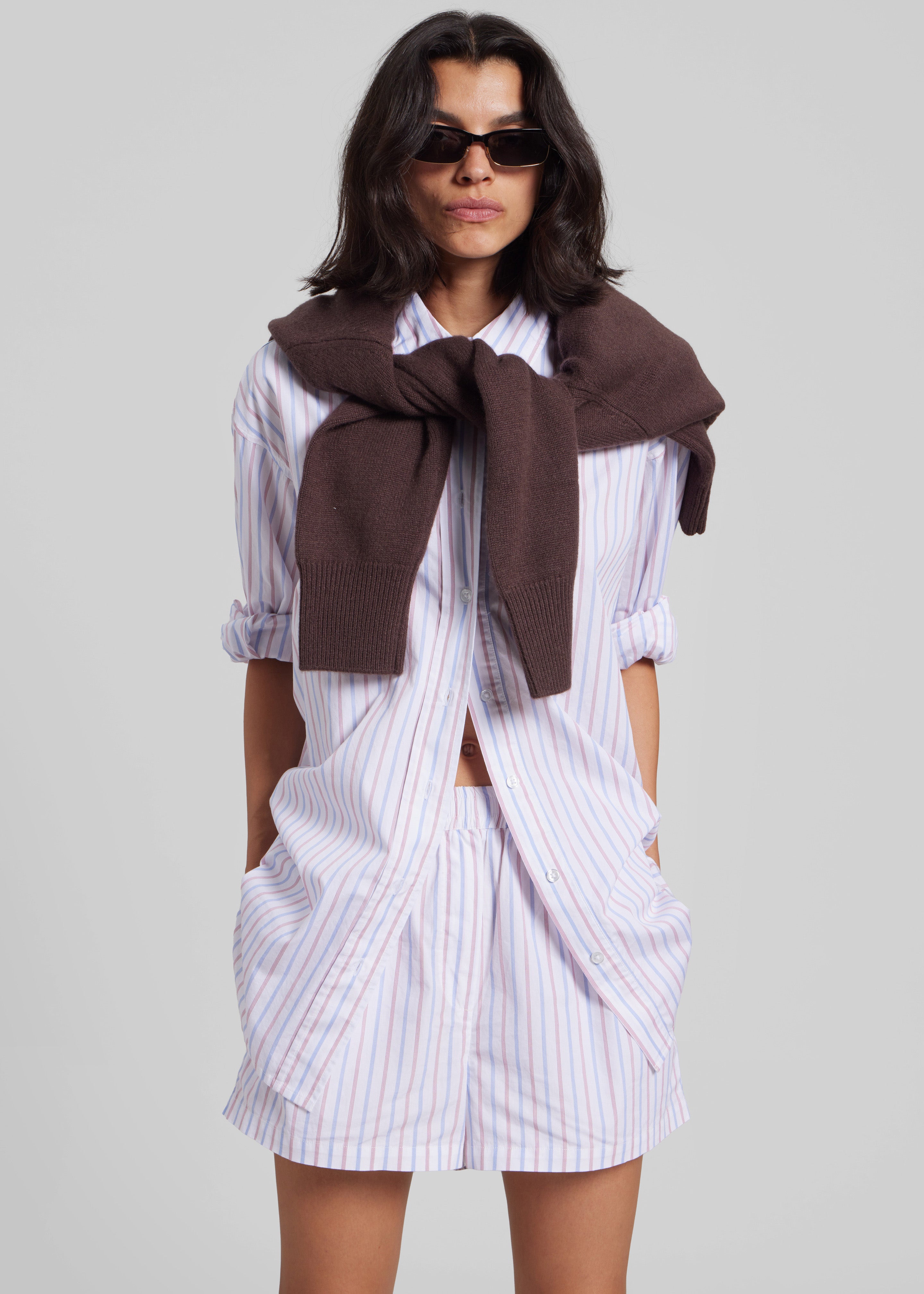 Remain Oversized Striped Shirt - Cloud Dancer Comb - 1
